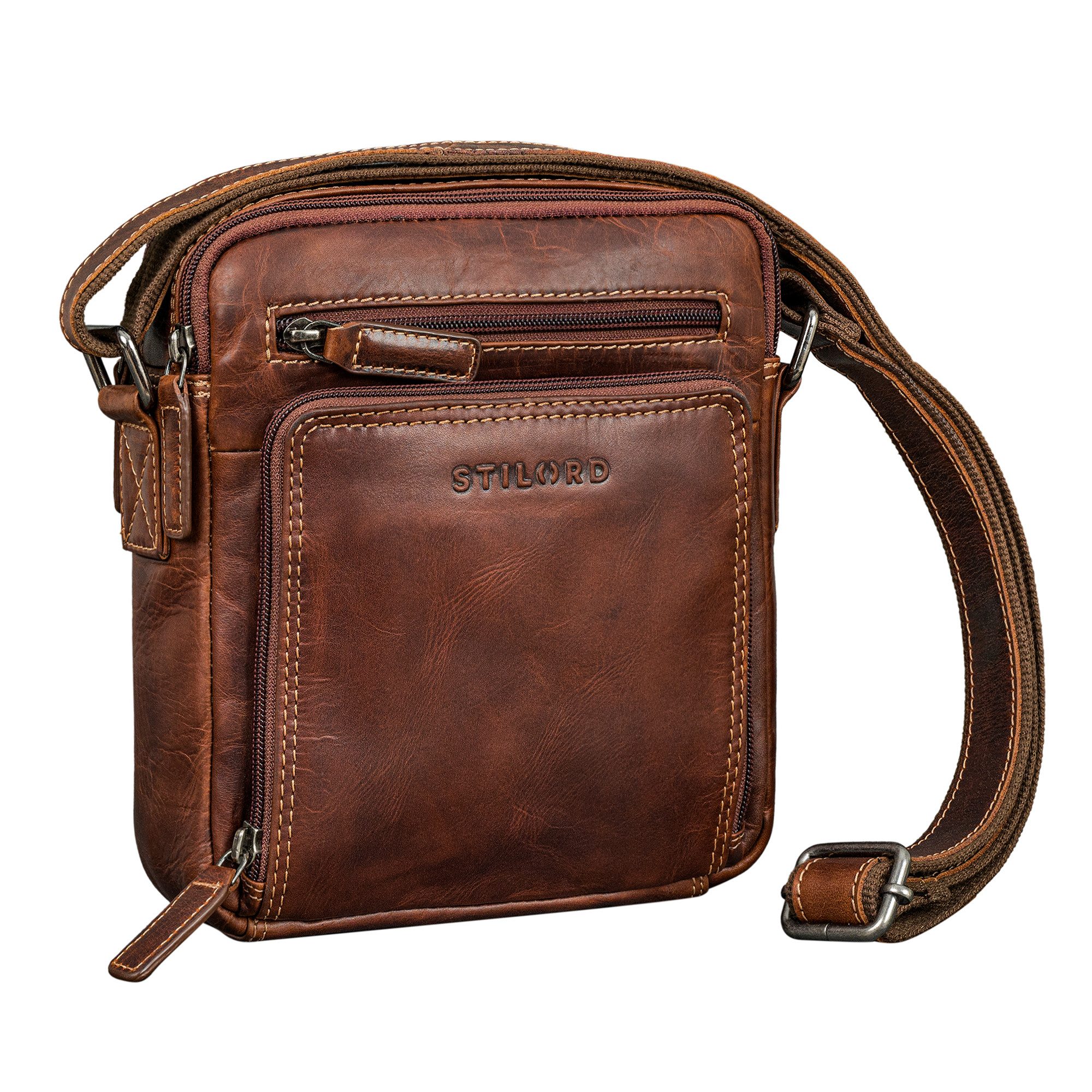 Schultertasche "Winston" Stylishe Umhängetasche Herren Klein Leder Tablet 9,7 Zoll