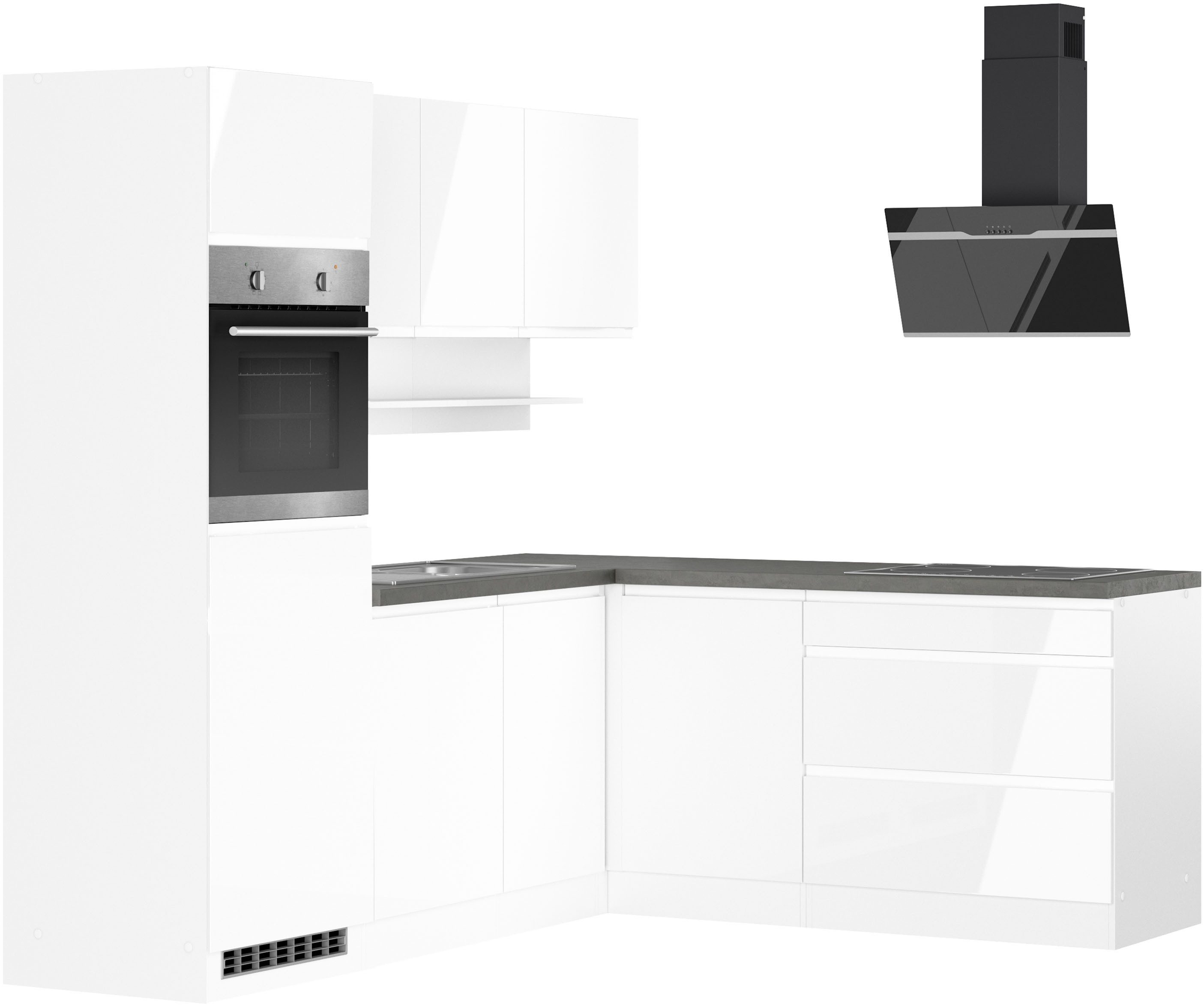 KOCHSTATION Winkelküche KS-Virginia,neu in verbesserter Ausführung, Stellbreite 230/190 cm, Soft-Close,wahlweise mit E-Geräten