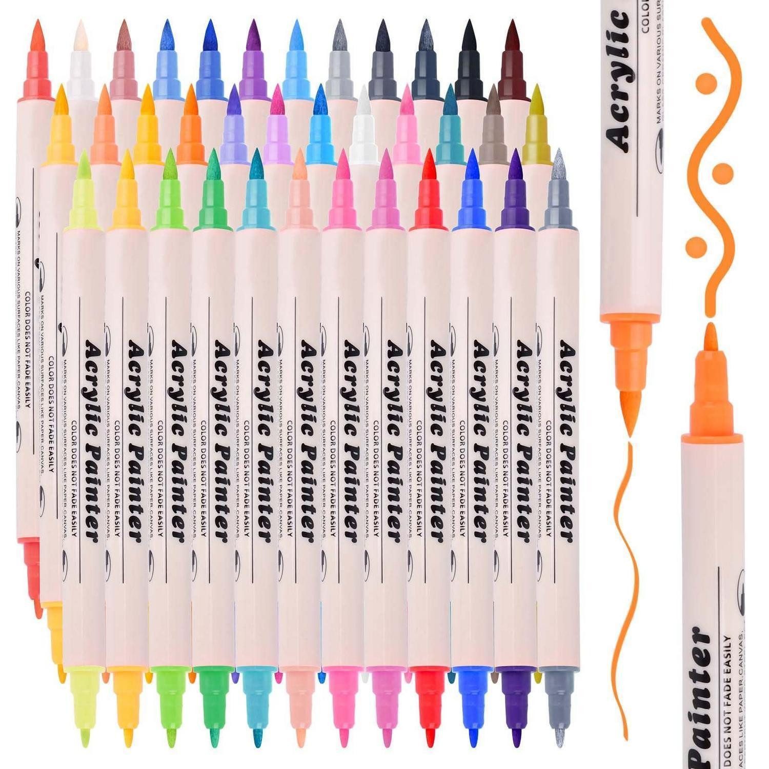 LuxusKollektion Malstift Acrylstifte 36 Farben Doppelspitze wasserfest