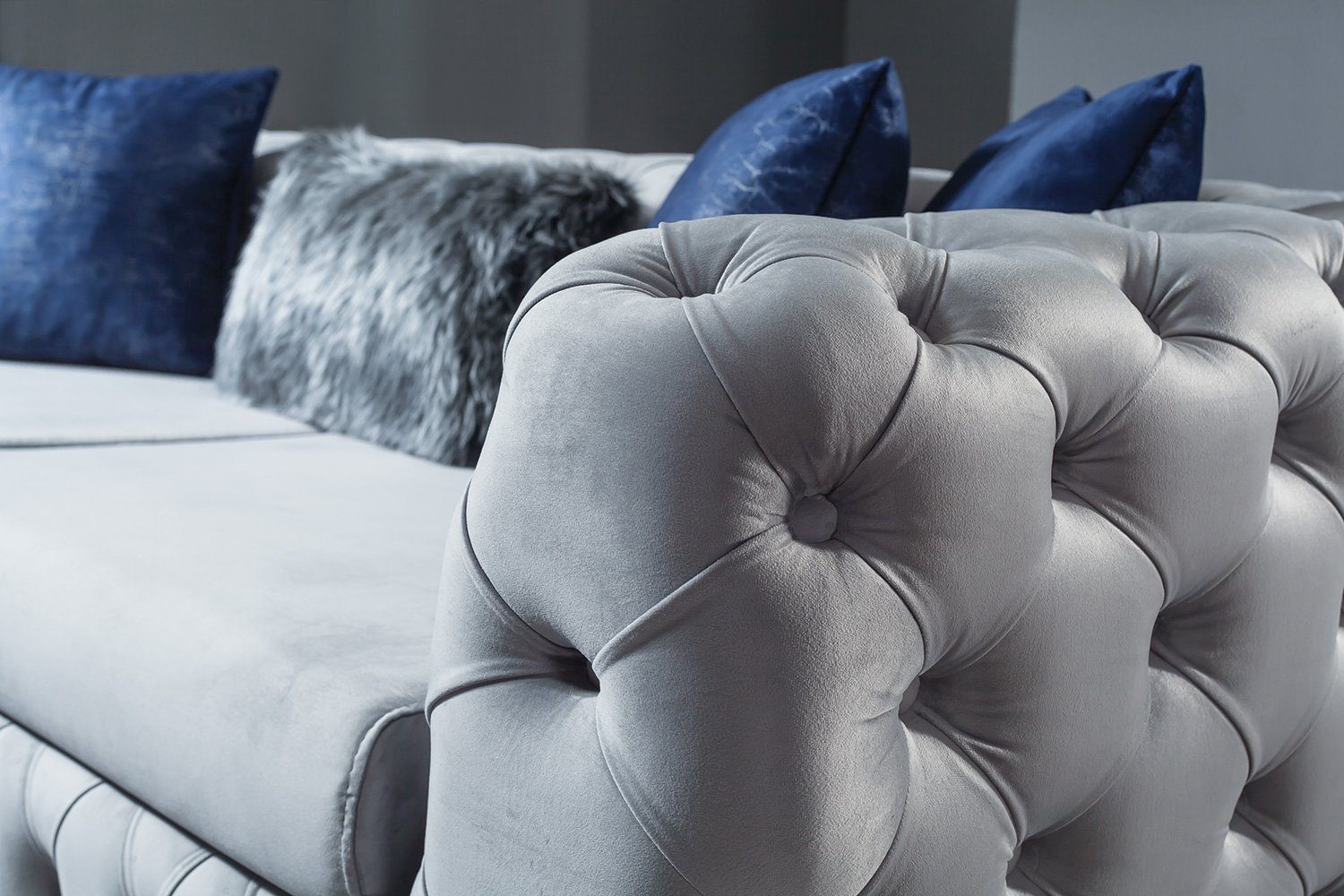 2-Sitzer, Quality Stk. Luxus-Microfaser Villa Grau Marrakesh, Möbel (100% Made Turkey, 1 Sofa Polyester) in
