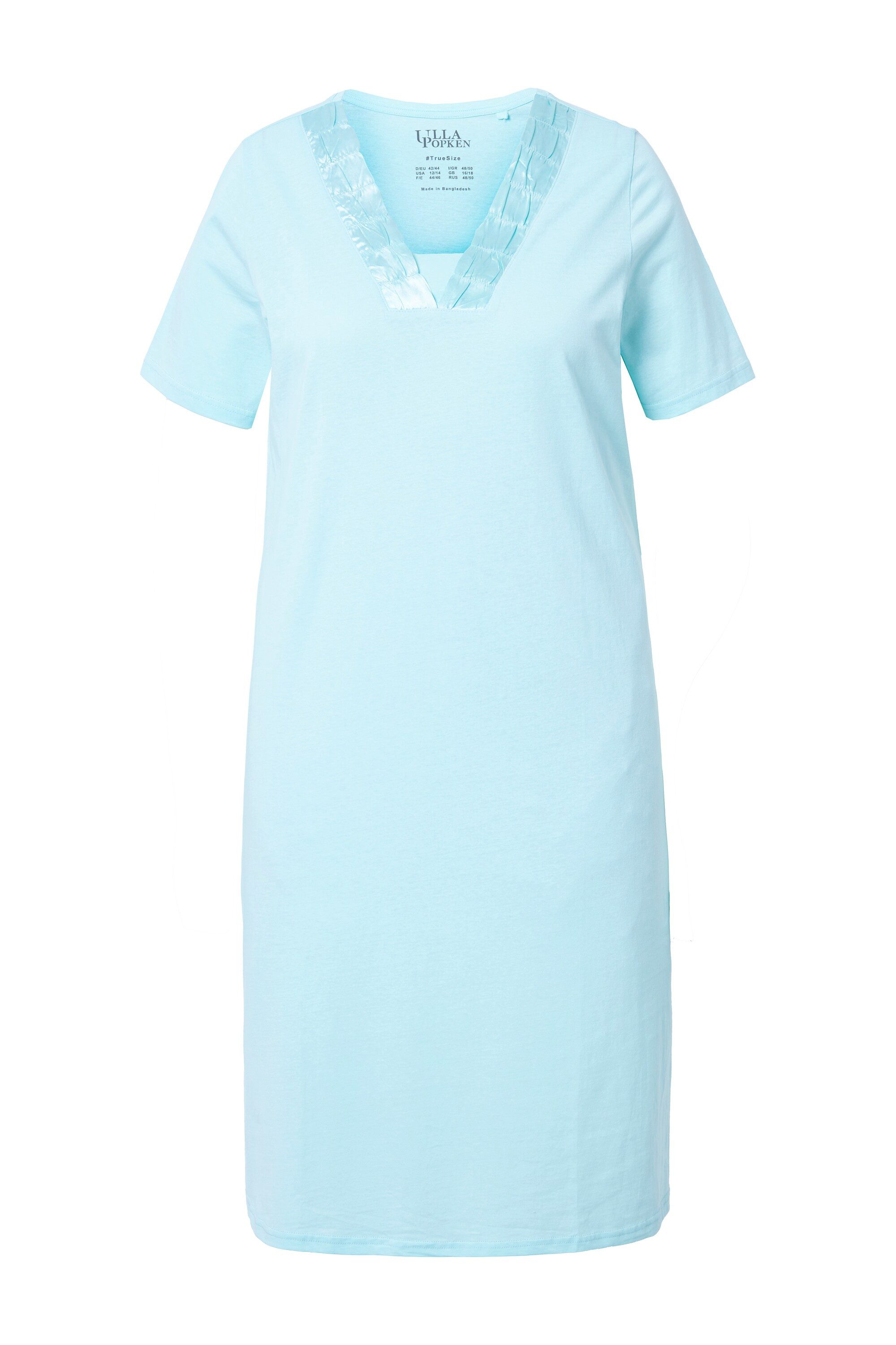 Ulla Popken Nachthemd Nachthemd Satin-Zierblende V-Ausschnitt günstig online kaufen