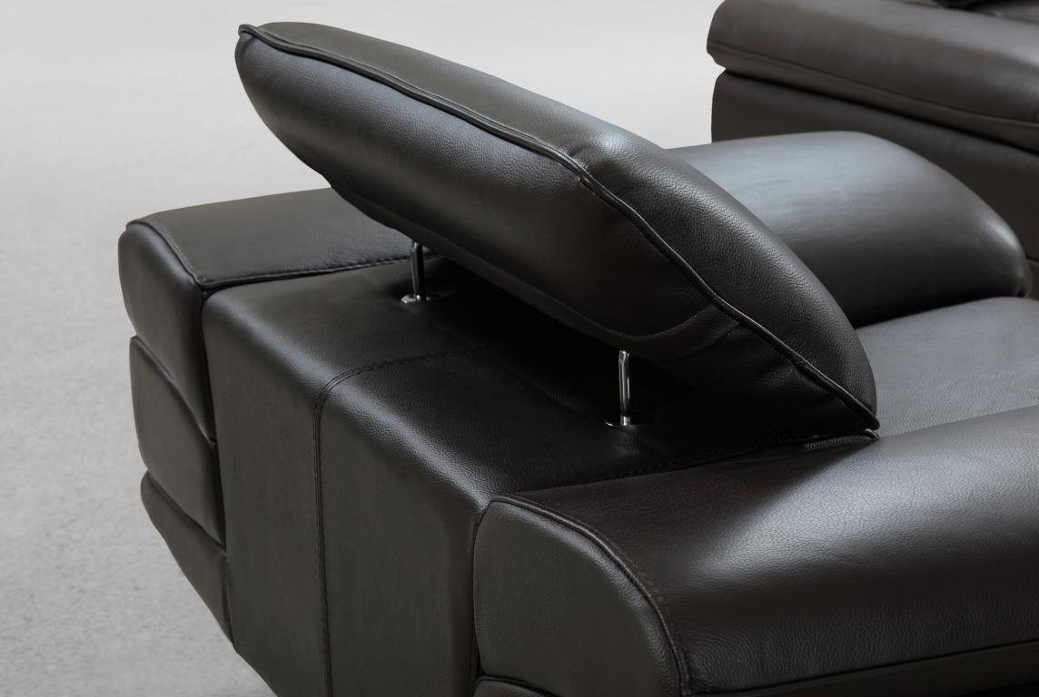 Salottini Polstergarnitur Edle Sofagarnitur Bassano Leder 3/1/1 schwarz Polstergarnitur