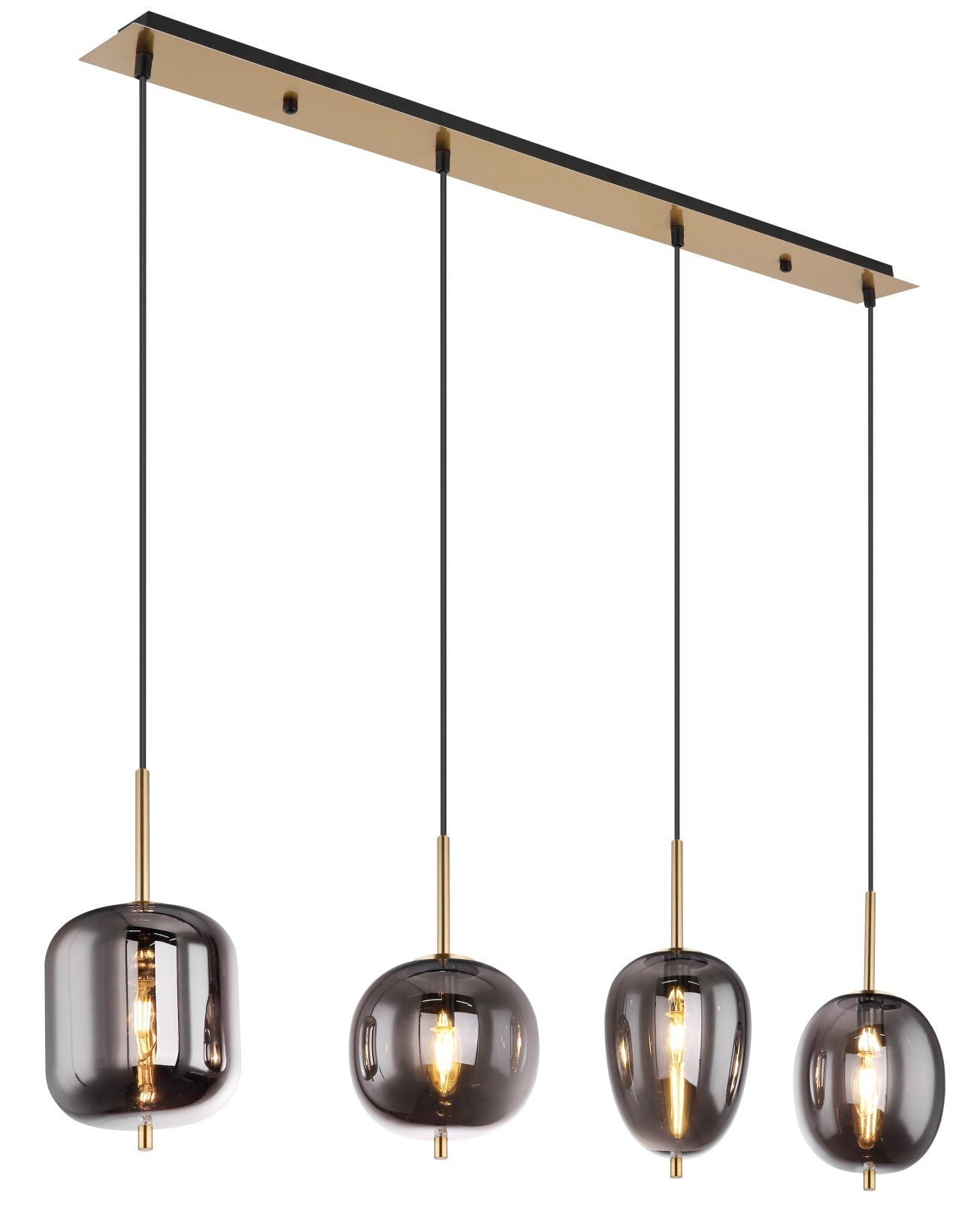 Leuchtmittel, Kugel, flammig, Hängeleuchte Hängelampe ohne 4 Esszimmer abhängig Wohnzimmer Pendelleuchte Leuchtmittel, Lichtfarbe vom Pendellampe, Küche, Glaskugel, Hängeleuchte Flur Glas, Rauchglas, Globo GLOBO Schlafzimmer, ist