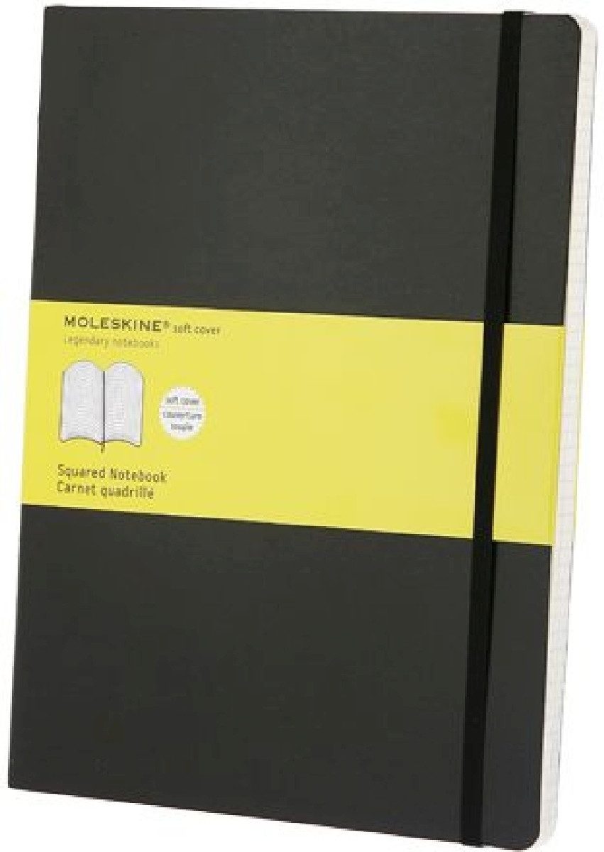 Notizbuch Notizbuch XL 19x25cm kariert Softcover schwarz.