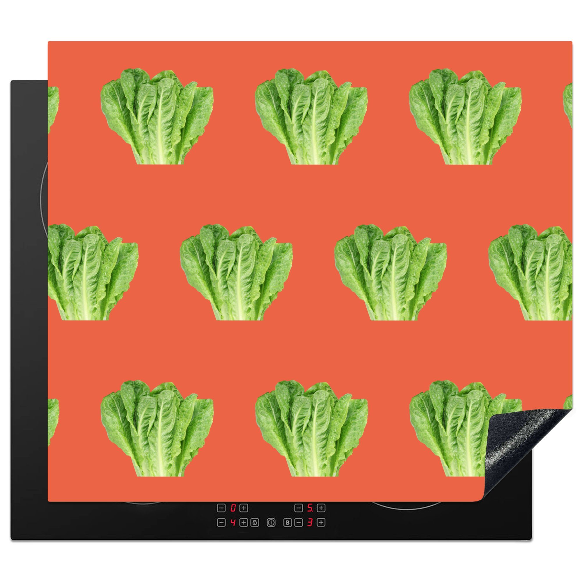 MuchoWow Herdblende-/Abdeckplatte Gemüse - Muster - Rot, Vinyl, (1 tlg), 59x52 cm, Ceranfeldabdeckung für die küche, Induktionsmatte