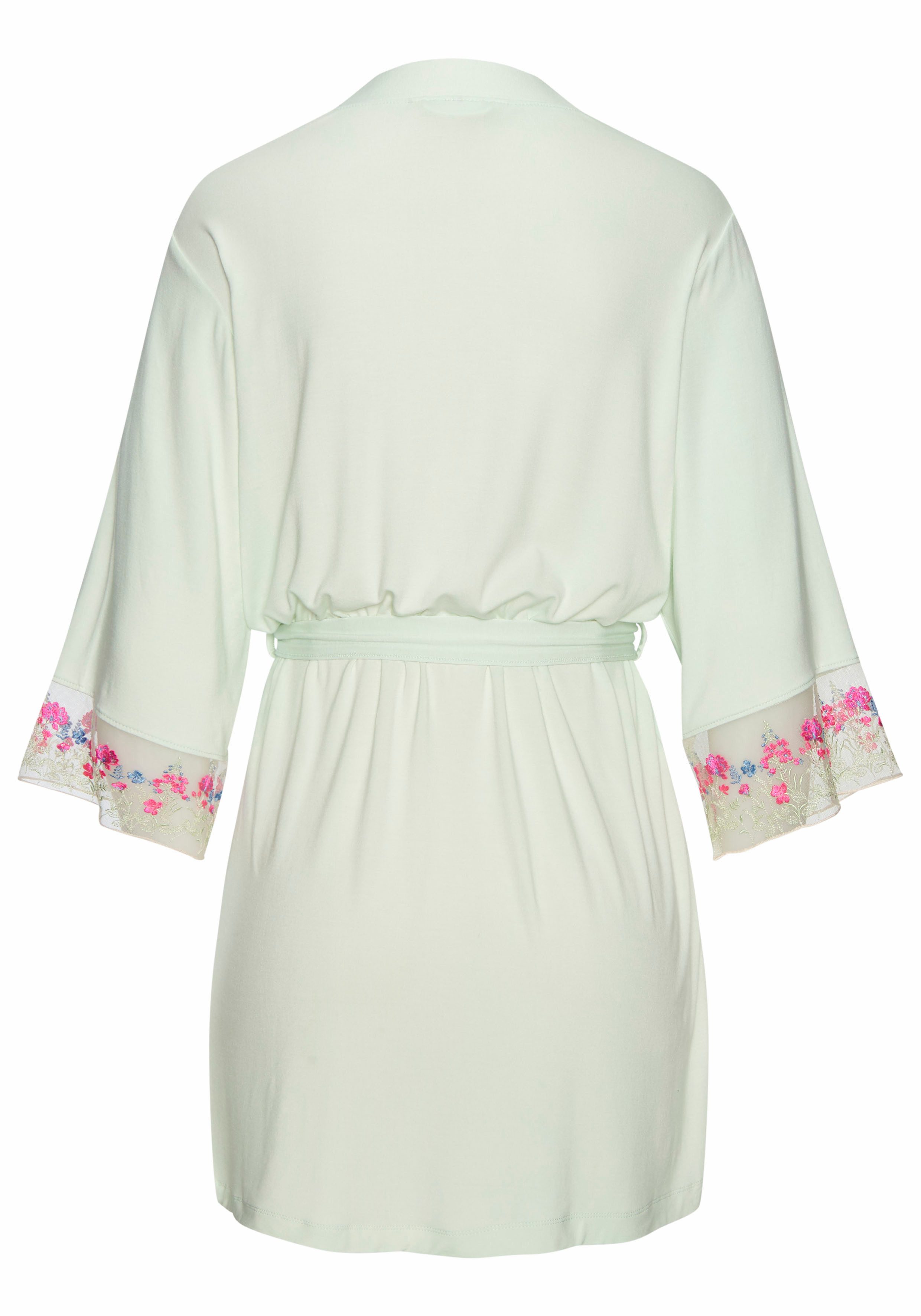 LASCANA Kimono, Kurzform, Viskose, Kimono-Kragen, Gürtel, mit schönen Spitz günstig online kaufen