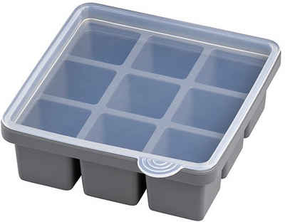 APS Eiswürfelform, (Set 2-tlg), inkl. transparentem Deckel, 4x4x4 cm, für bis zu 9 Eiswürfel
