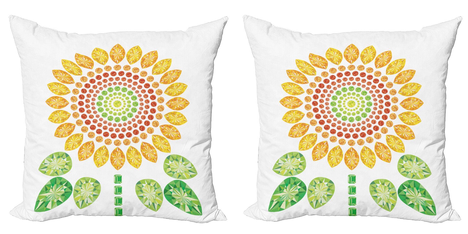 Kissenbezüge Modern Accent Doppelseitiger Digitaldruck, Abakuhaus (2 Stück), Weiß Sunflower Mandala-Entwurf