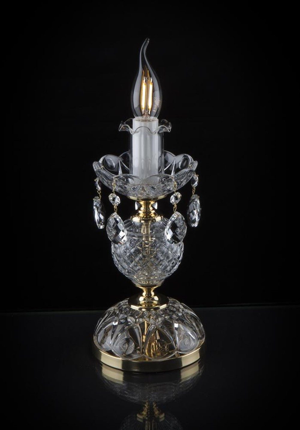 JVmoebel Schreibtischlampe Kristall Tischleuchte im Antik Stil mit elegantem Design, Ersatzlampe, Warmweiß, Made in Europa