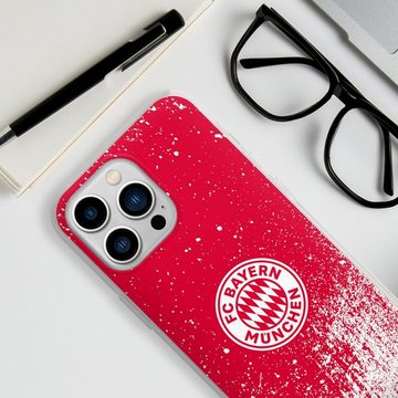 DeinDesign Handyhülle FC Bayern München Offizielles Lizenzprodukt FCB Splatter Rot - FCB, Apple iPhone 13 Pro Silikon Hülle Bumper Case Handy Schutzhülle