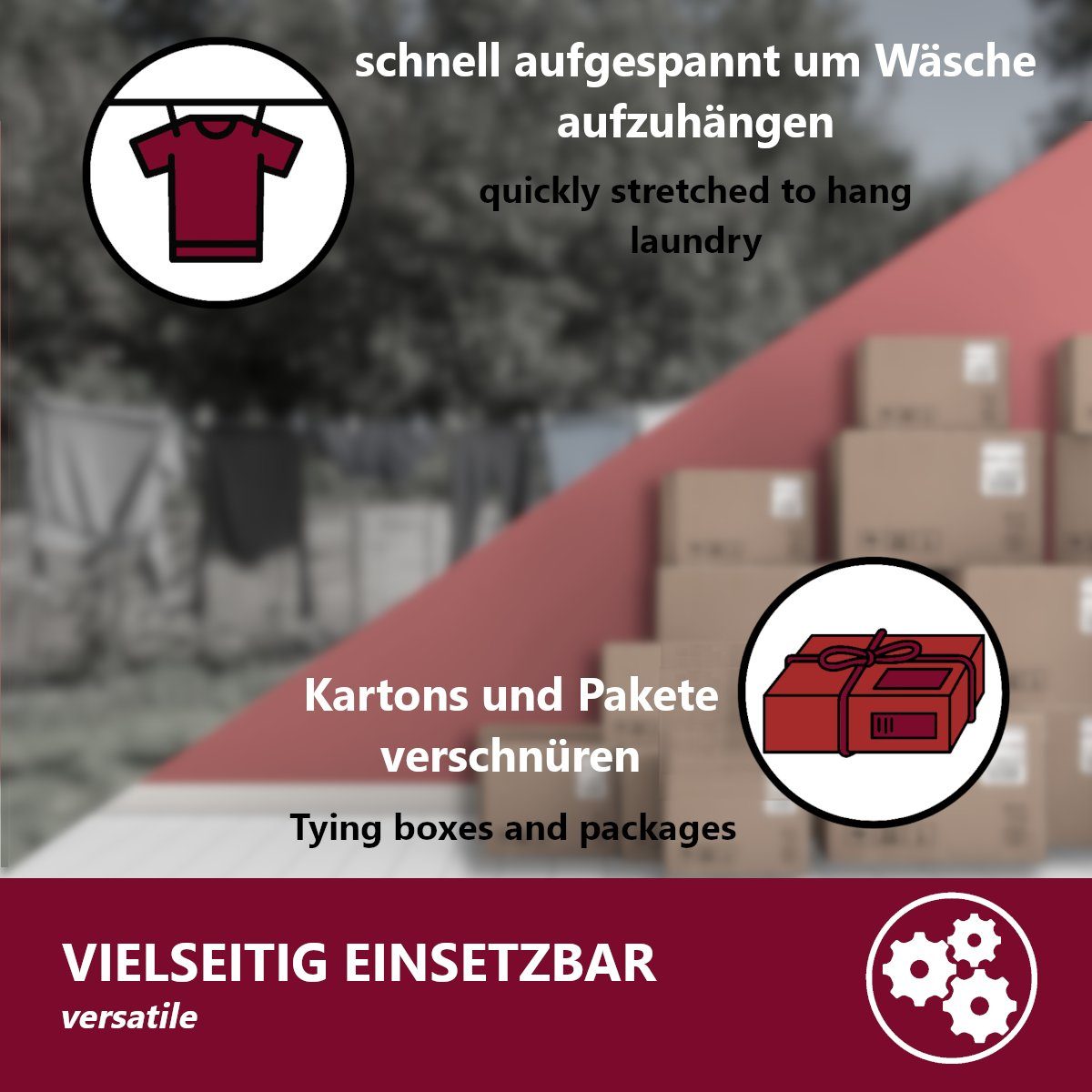 HOOZ Allzweckseil 20m Länge aus Polypropylen - Ø5mm Seil (Packung, 1-tlg), 20 m