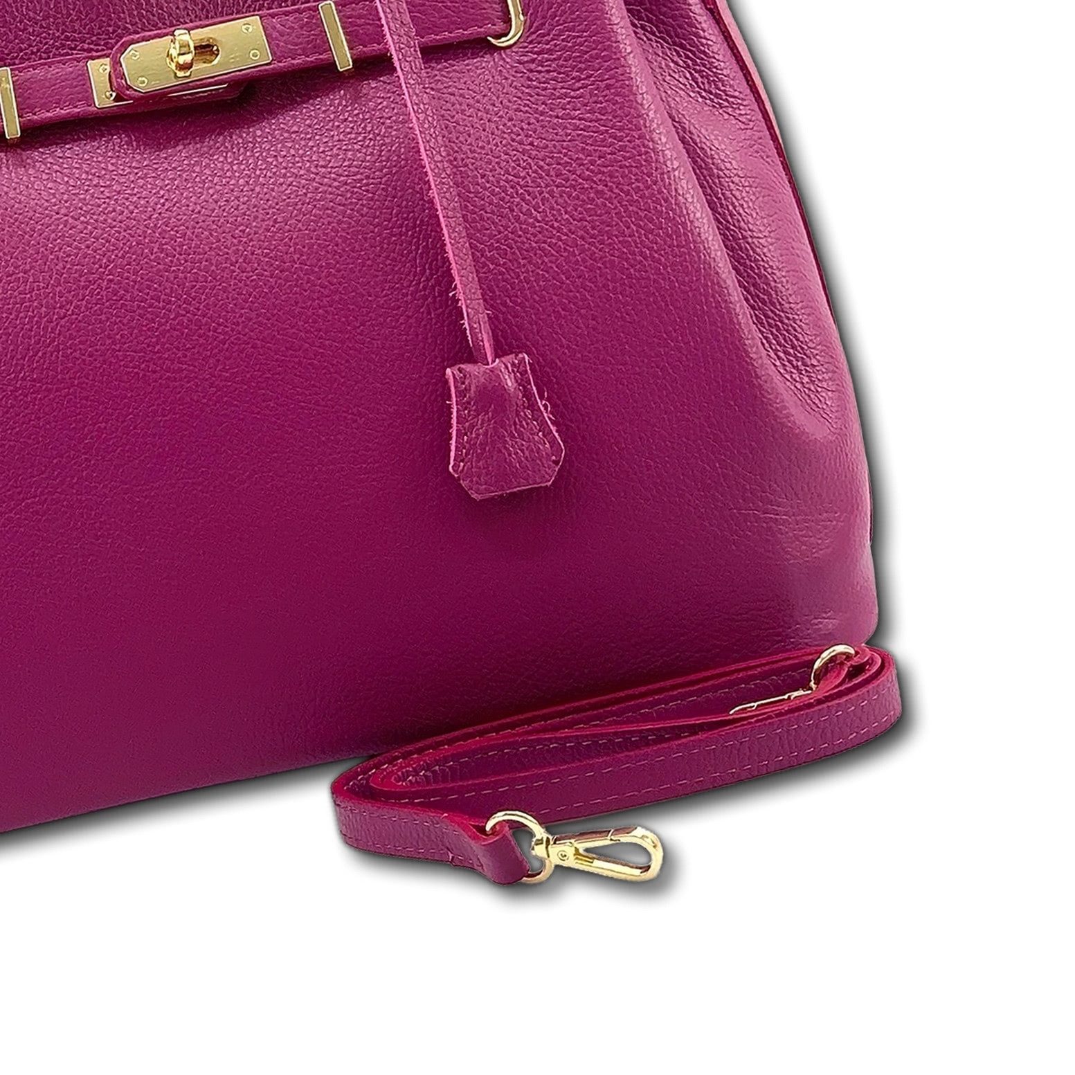 FLORENCE Handtasche Florence Damen Handtasche Echtleder (Handtasche), Damen Handtasche Leder, fuchsia, pink ca. 38cm x ca. 28cm hoch