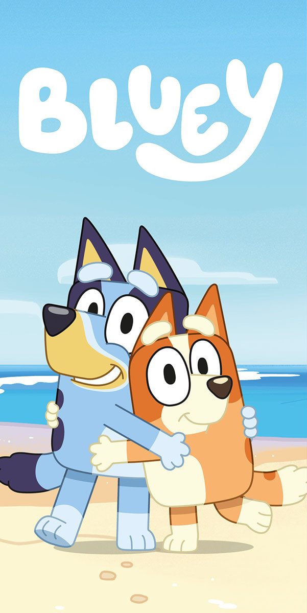Disney Strandtücher Disney Bluey Strandtuch Hunde Cartoon 70 x 140 cm 100% Baumwolle, Frottee