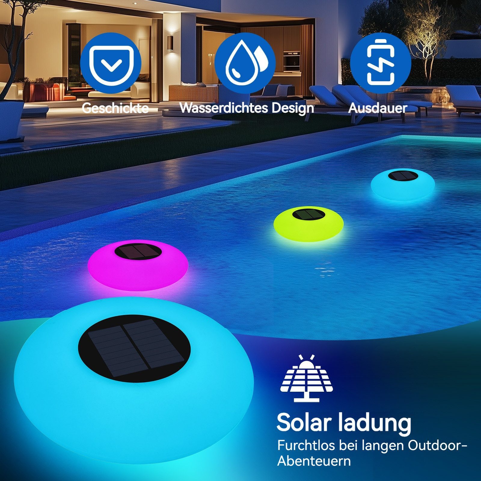 BlingBin Pool-Lampe Schwimmendes Solar-Poollicht mit Fernbedienung, günstig online kaufen