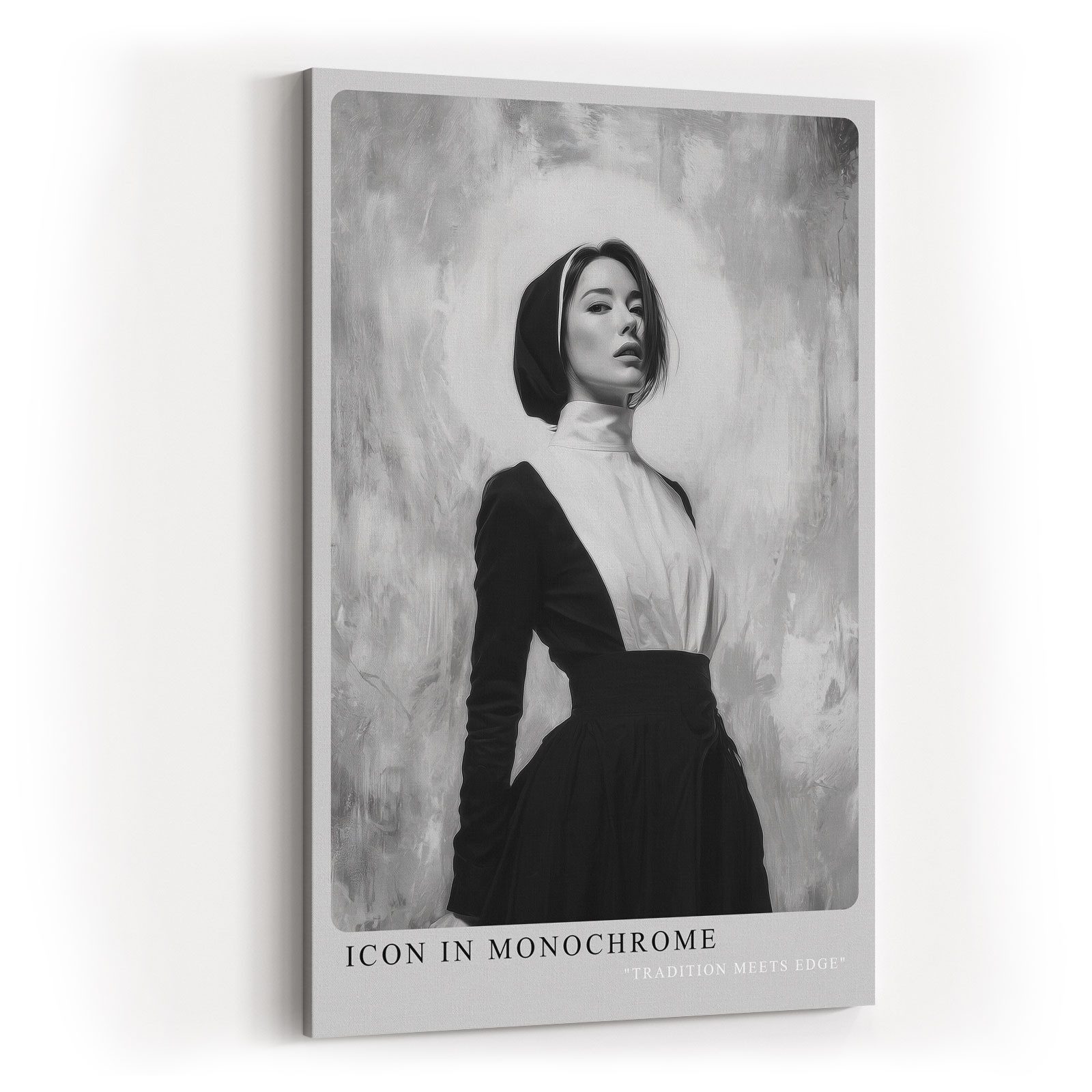 Sinus Art Leinwandbild Frau Porträt Schwarz Weiß S/W Modern Design Wandbild Leinwand Kunst