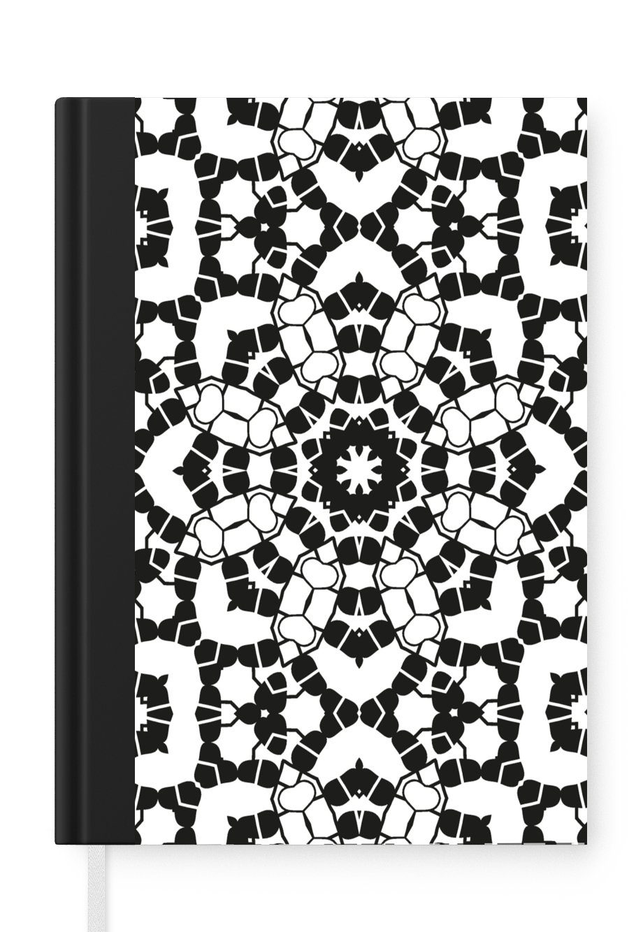 MuchoWow Notizbuch Mandala - Schwarz und Weiß - Muster, Journal, Merkzettel, Tagebuch, Notizheft, A5, 98 Seiten, Haushaltsbuch