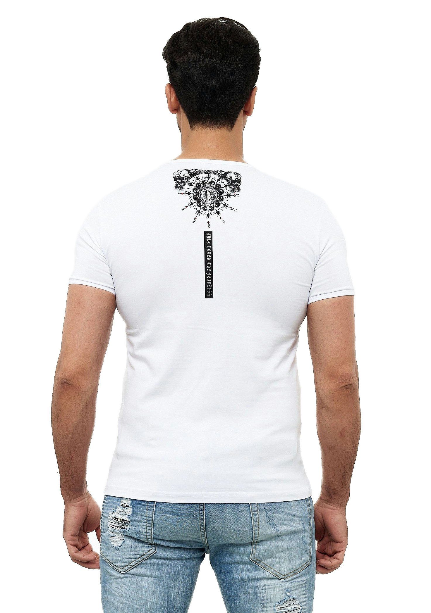 T-Shirt mit ausgefallenem KINGZ weiß-silberfarben Design