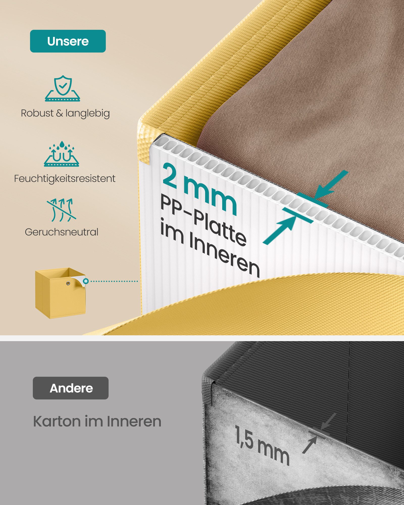 SONGMICS Aufbewahrungsbox Ordnungsboxen, geruchsneutral, Faltbox, für Schlafzimmer, Wohnzimmer, Ordnungsboxen, geruchsneutral, Faltbox, Stoffbox, für Würfelregal