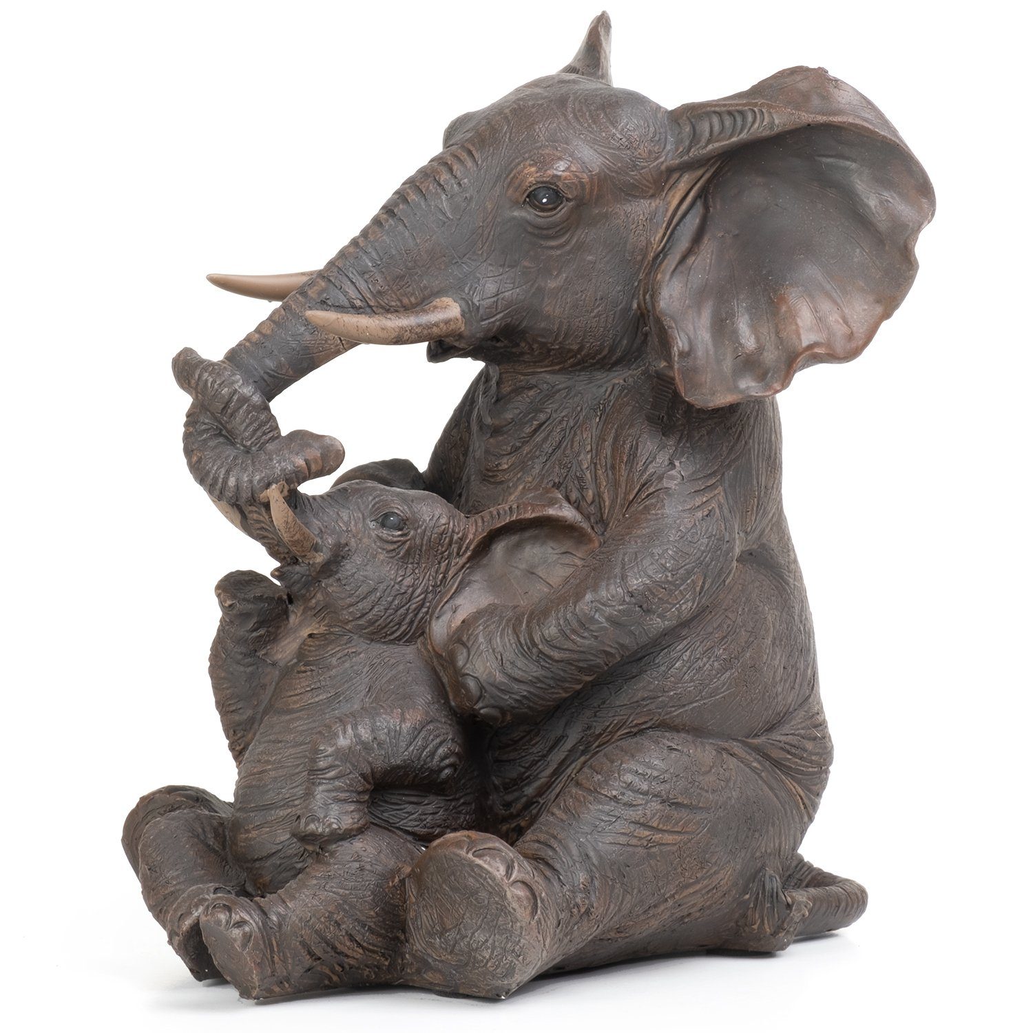 Moritz Dekofigur Deko-Figur sitz Dekoration der aus bei Dekofigur Mutter Elefantenbaby Polyresin, aus verspielt Polyresin Figuren Dekoelement