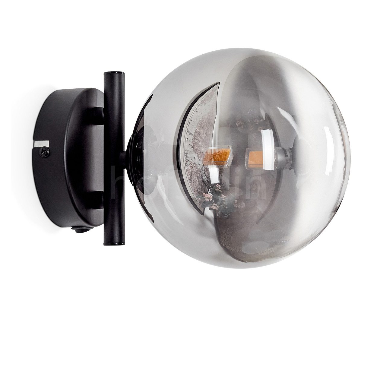 hofstein Wandleuchte Wandlampe aus Metall/Glas in günstig online kaufen