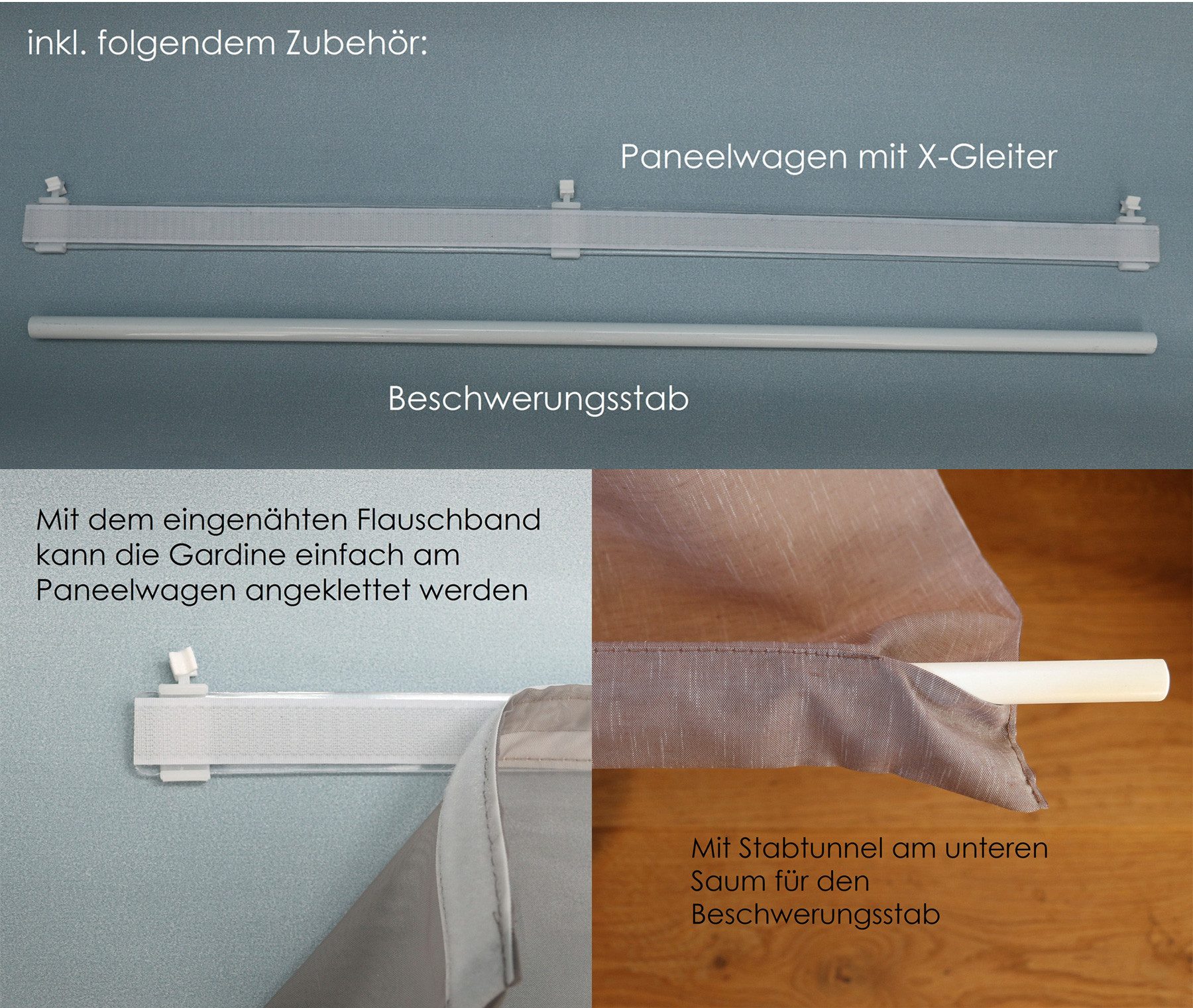 heimtexland Schiebegardine Batist Optik Natur Flächenvorhang Gardine Typ410 (1 St), Paneelwagen, transparent, Polyester in Batist-Optik, transparent, mit Zubehö – Bild 4 von 5