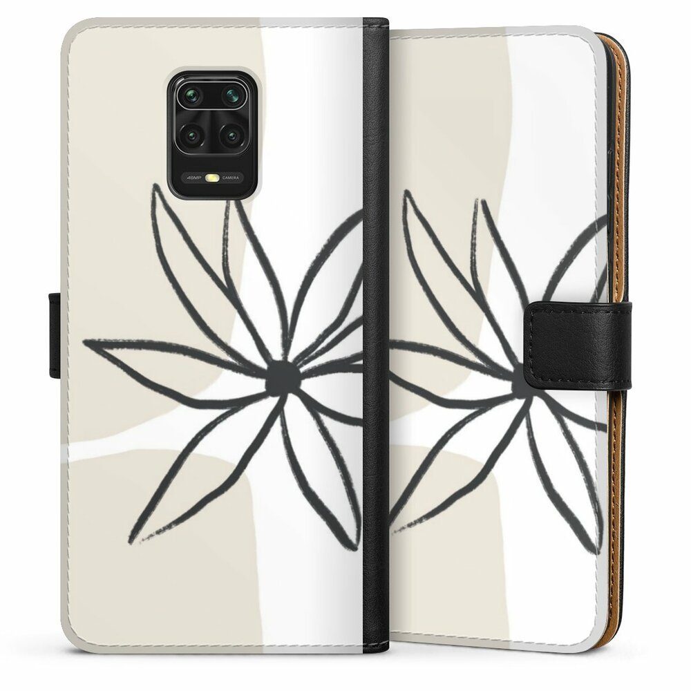 DeinDesign Handyhülle Blume Abstrakt Linien Flower and Cream, Xiaomi Redmi  Note 9 Pro Hülle Handy Flip Case Wallet Cover