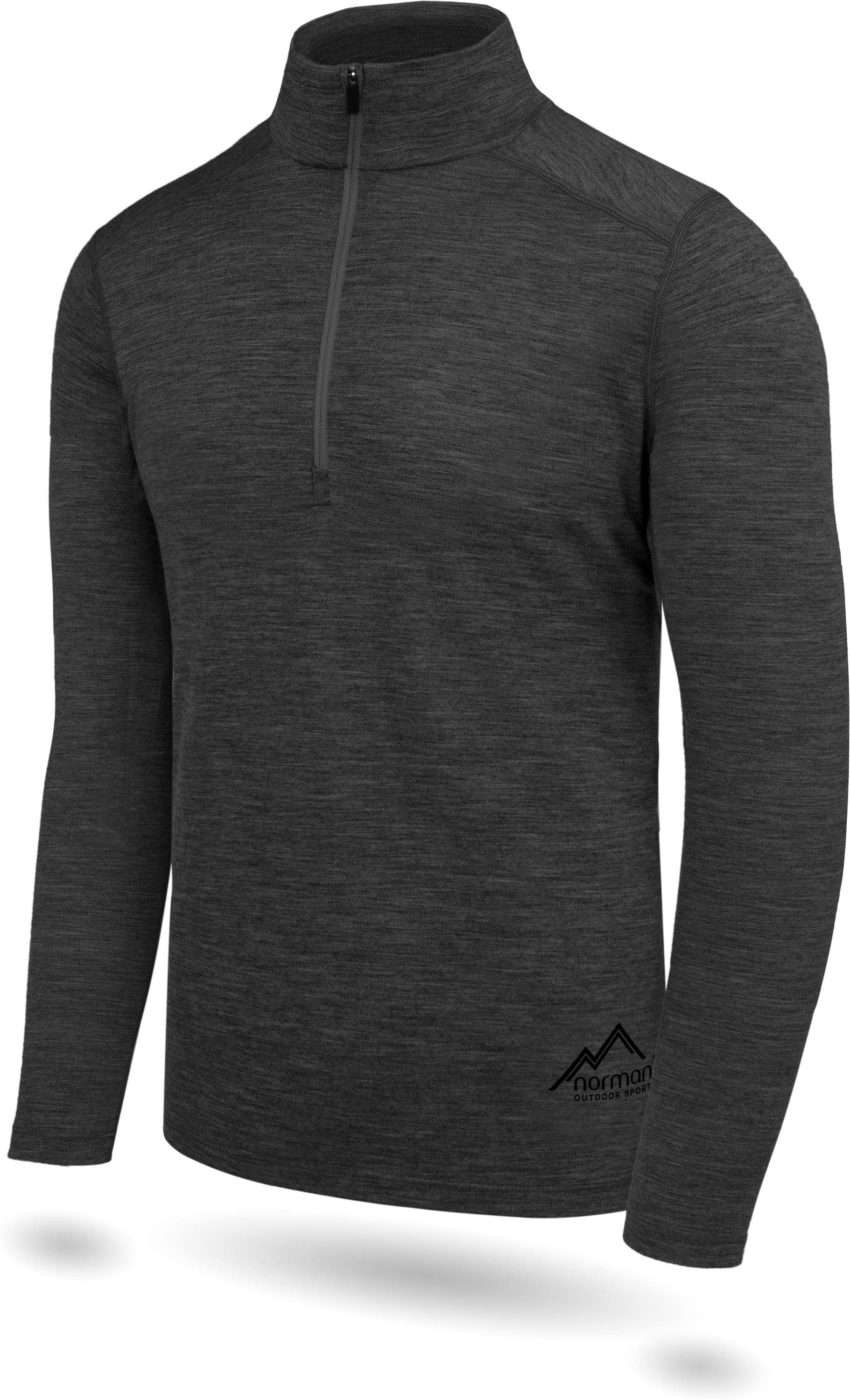 normani Langarmshirt Herren Merino Langarm mit 1/4 Zipper Canberra Merino Winter Outdoor Ski Pullover - Aus Merinowolle – Bild 2 von 5