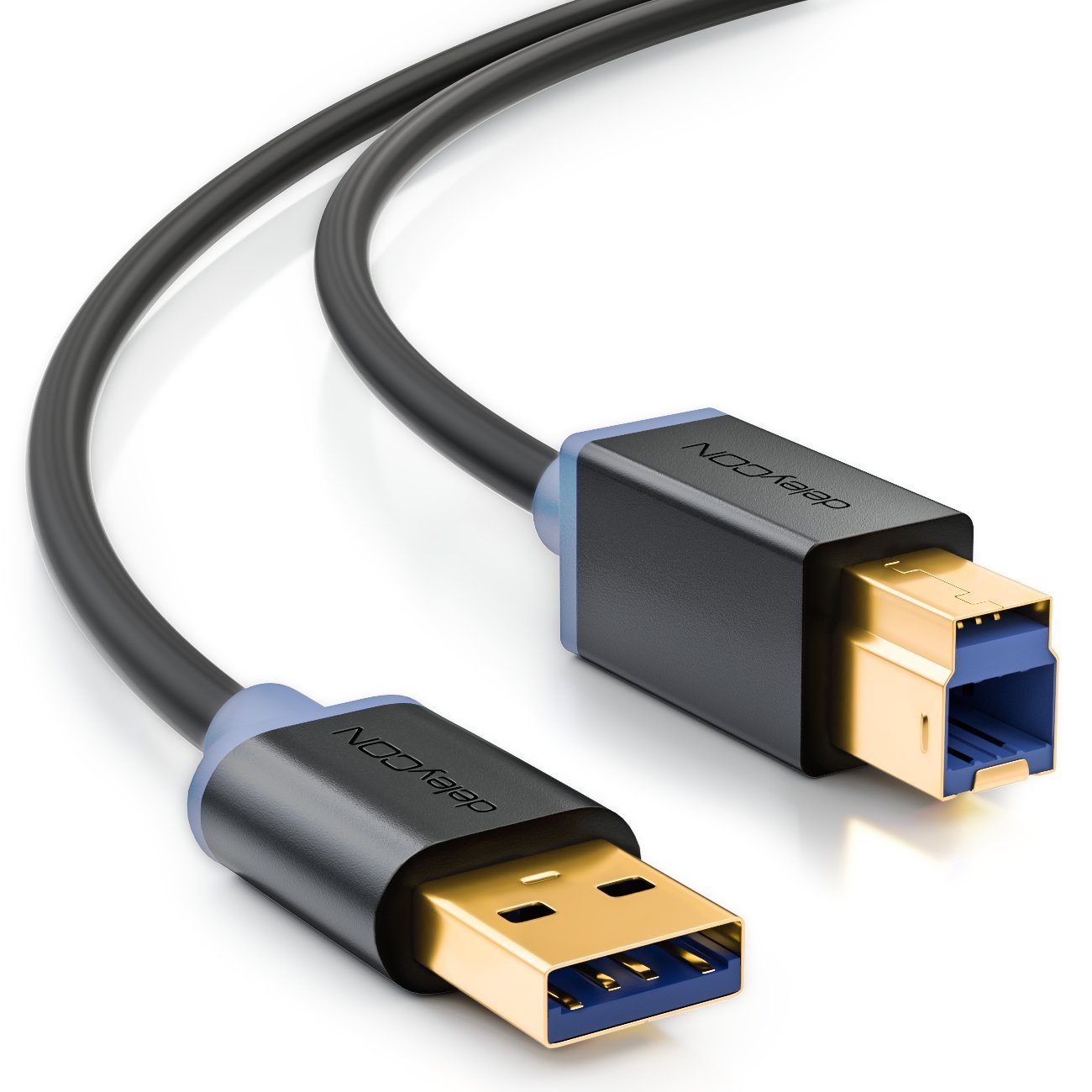 deleyCON deleyCON 1m USB 3.0 Scanner- Druckerkabel USB A-Stecker zu B-Stecker USB-Kabel