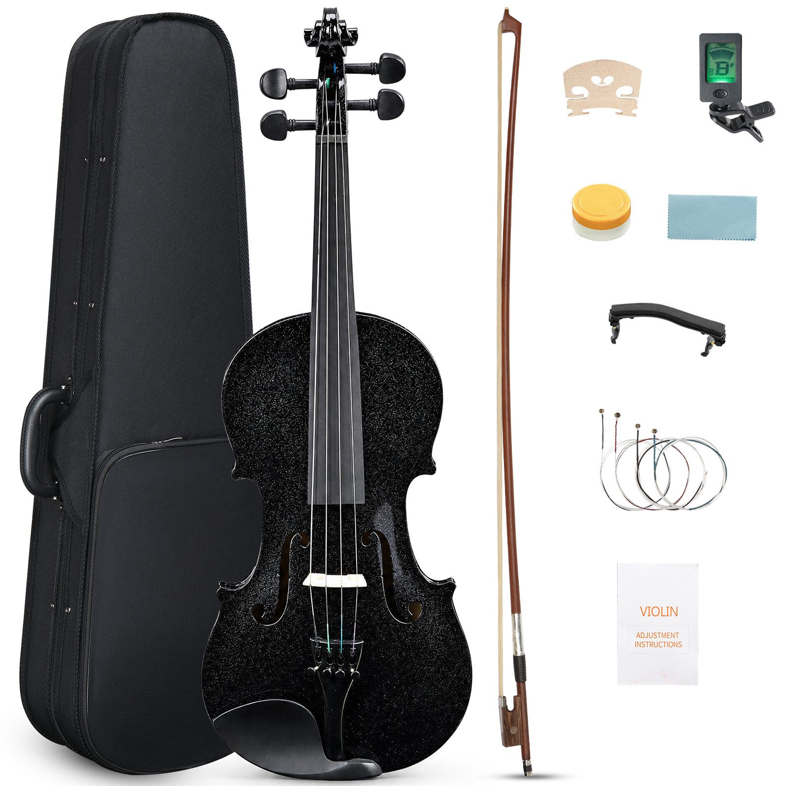 LALAHO Violine Geige 3/4 Violinenset 3/4 Komplettset mit Zubehör für Anfänger, Einsteiger/Schülerinstrument, inkl. Bogen, Koffer, Kolophonium