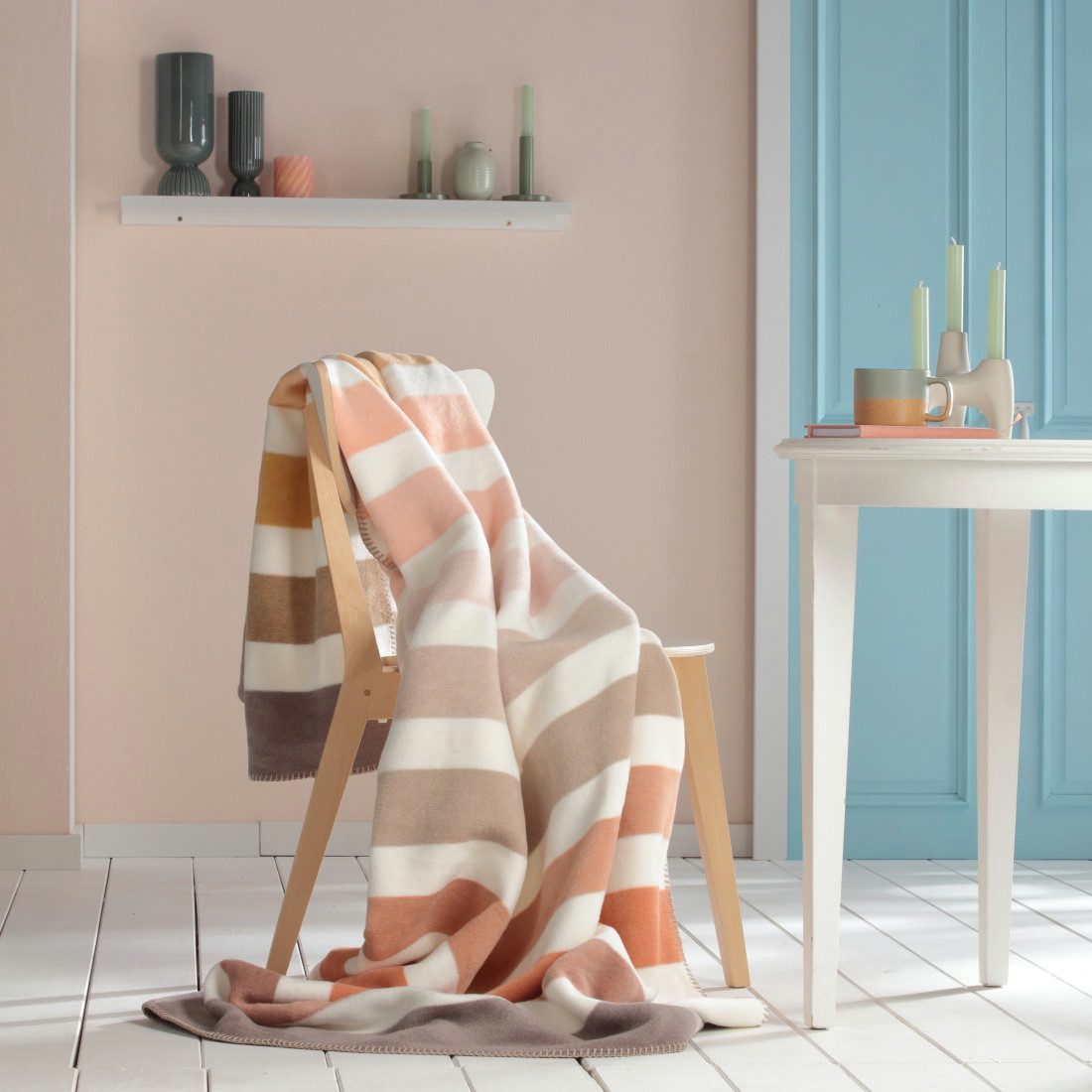 Wohndecke Natural Horizon, gestreifte Kuscheldecke in 150x200 cm, Biederlack, Made in Germany