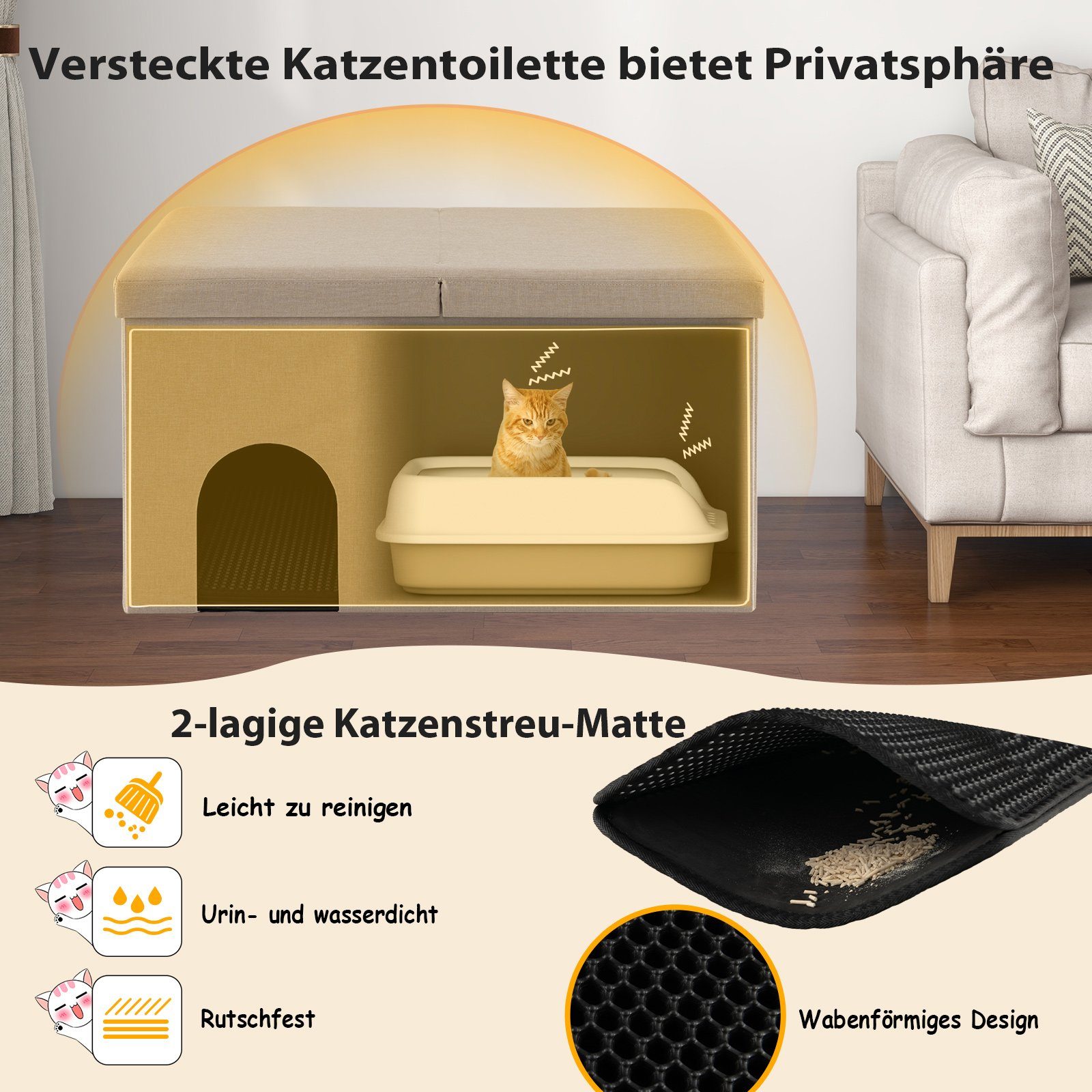 COSTWAY Indoorhütte Katzenhöhle, faltbar mit Deckel, günstig online kaufen
