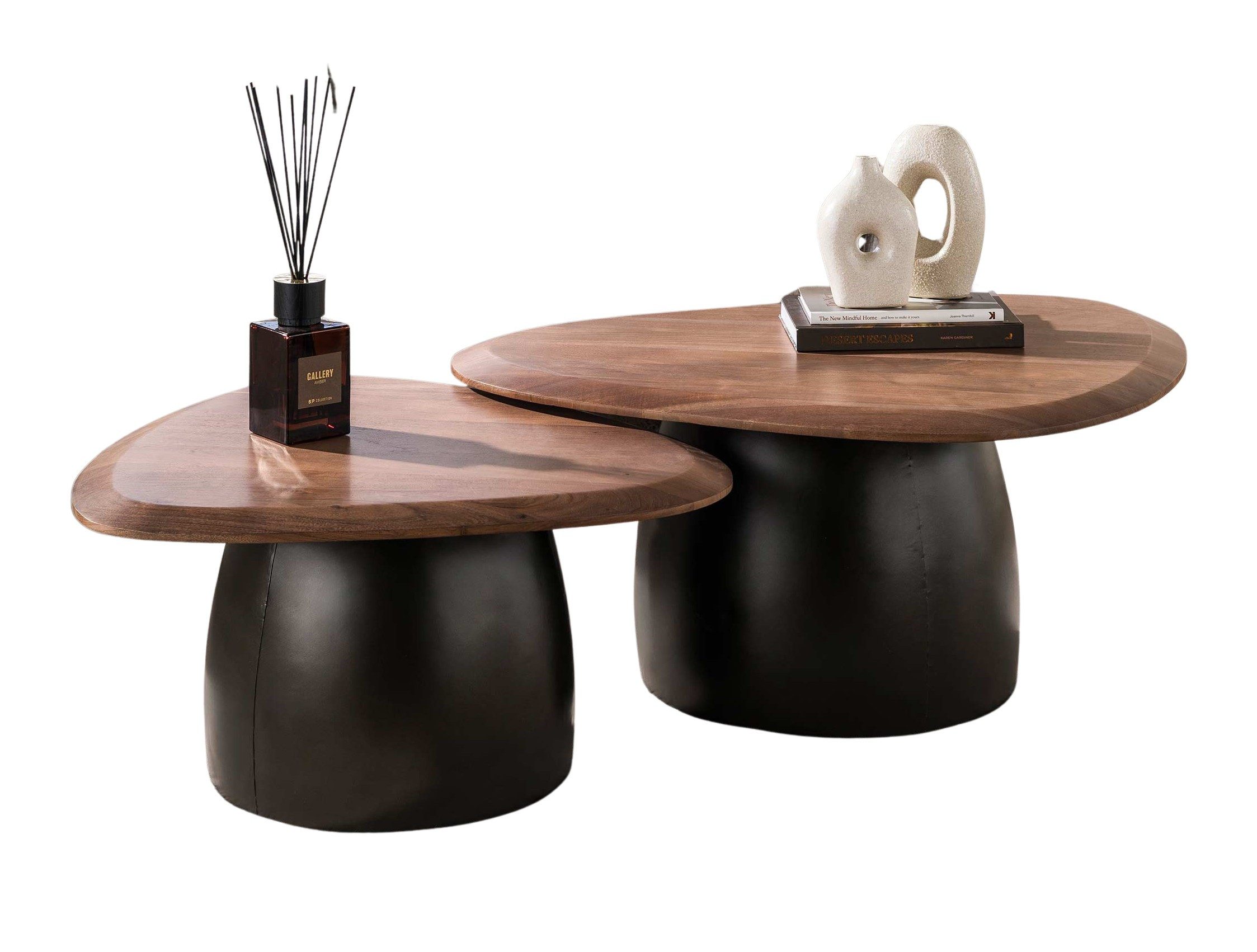 Maison ESTO Couchtisch Wohnzimmertisch MELTO 2er Set organische Form braun (2-St., 2´er Set), Zweiteiliges Set • Platzsparend kombinierbar • Modernes Design