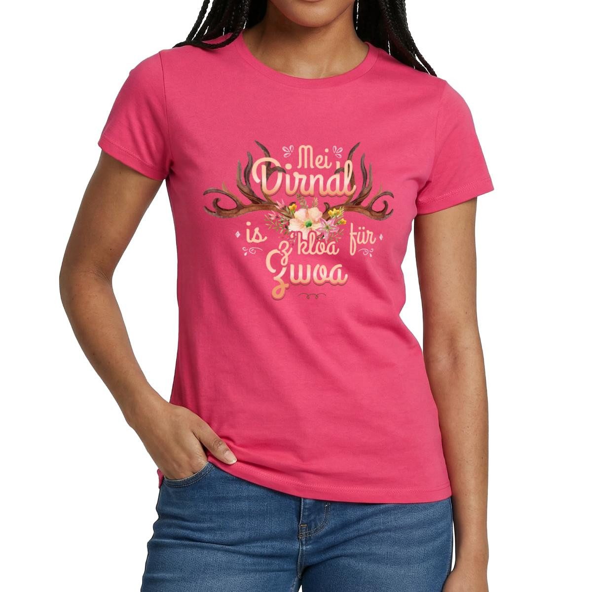 Spreadshirt T-Shirt Mei Dirndl Is Z Kloa Für Zwoa Wiesn Spruch Frauen T-Shirt (1-tlg) Slim Fit, fällt klein aus