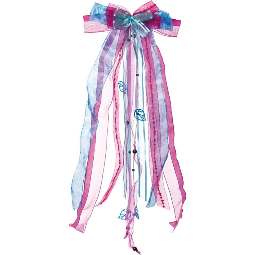 Nestler Schultüte Schleife mit Mädchen / Hellblau, Pink für Perlen