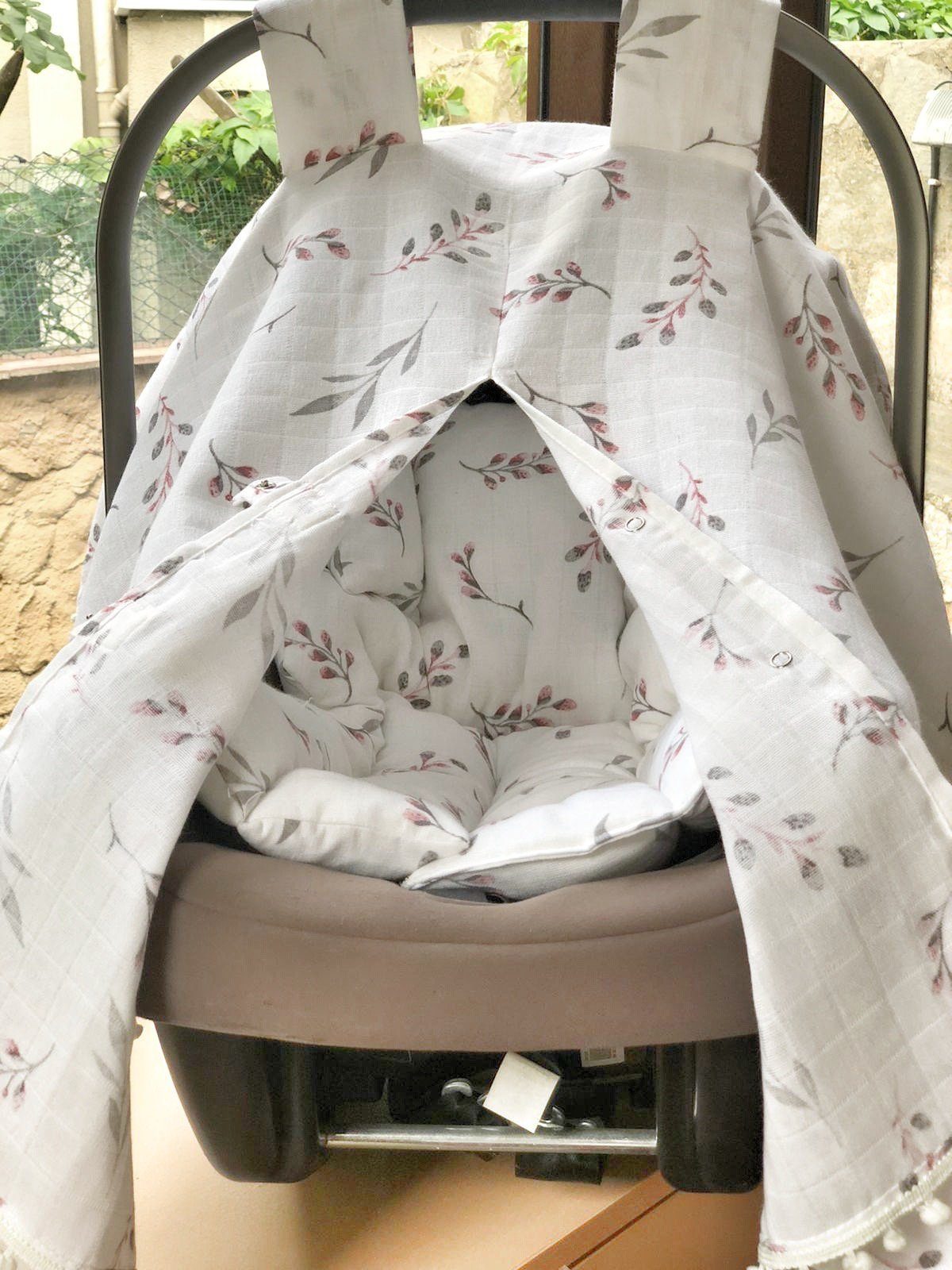 Baby Fancyroom Babyschale Babyschalen Set Sichtschutz Sitzauflage Einschlagdecke Maxi Cosi, ab: ab Geburt, (2-tlg., Sonnenschutz und kuschelige Sitzauflage), Musselin, Ersatz für Einschlagdecke altrosa Weidenkätzchen