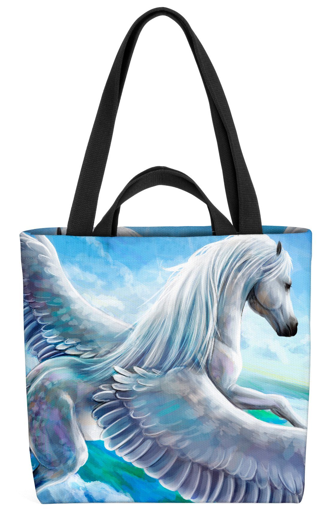 VOID Henkeltasche Himmel Pferd Reite Pferd Flügel Einhorn Himmel Pegasus Pegasus (1-tlg), Wolken