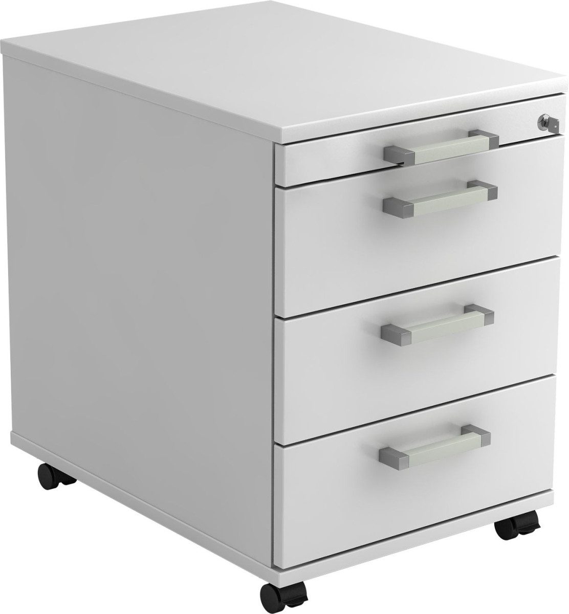 HAMMERBACHER Container Rollcontainer 58cm 3 Schübe Schloss Chromgriff Weiß