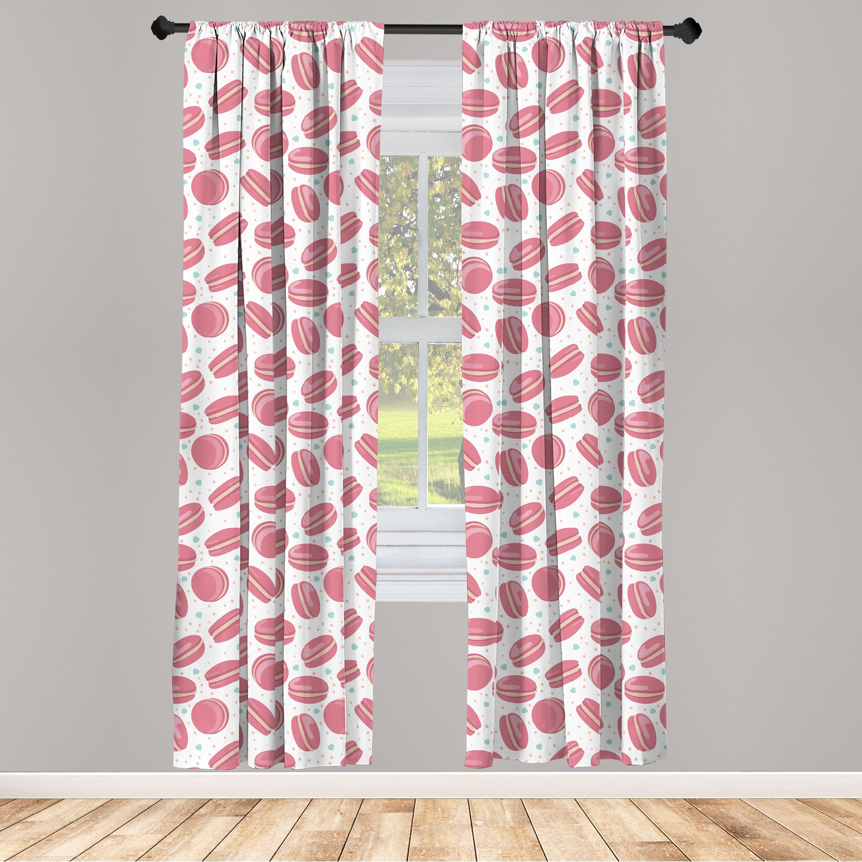 Gardine Vorhang für Wohnzimmer Schlafzimmer Plätzchen Microfaser, Süss Dekor, Abakuhaus, Köstliche Macaron