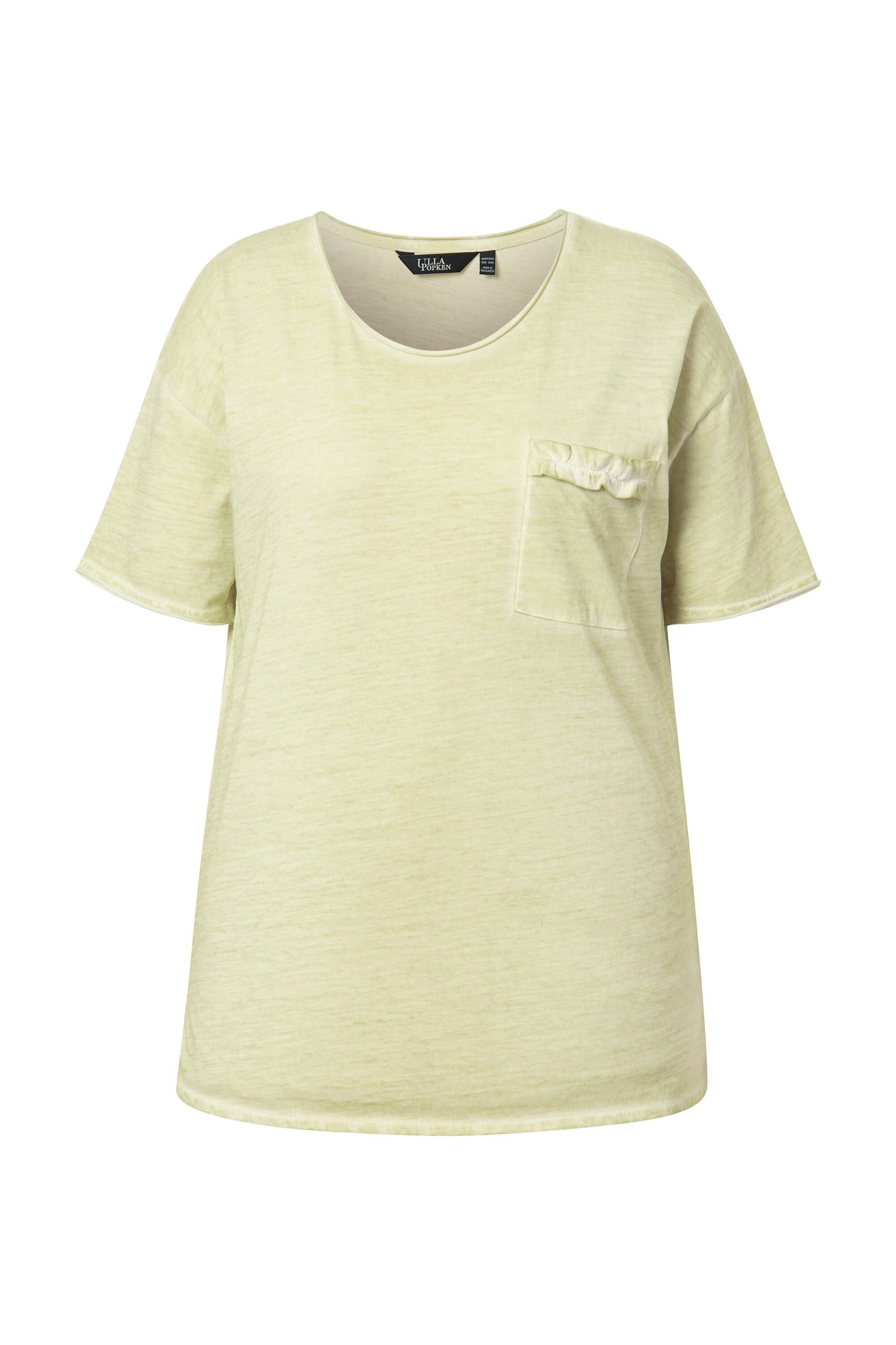 Ulla Popken T-Shirt T-Shirt oversized Rüschen-Brusttasche günstig online kaufen