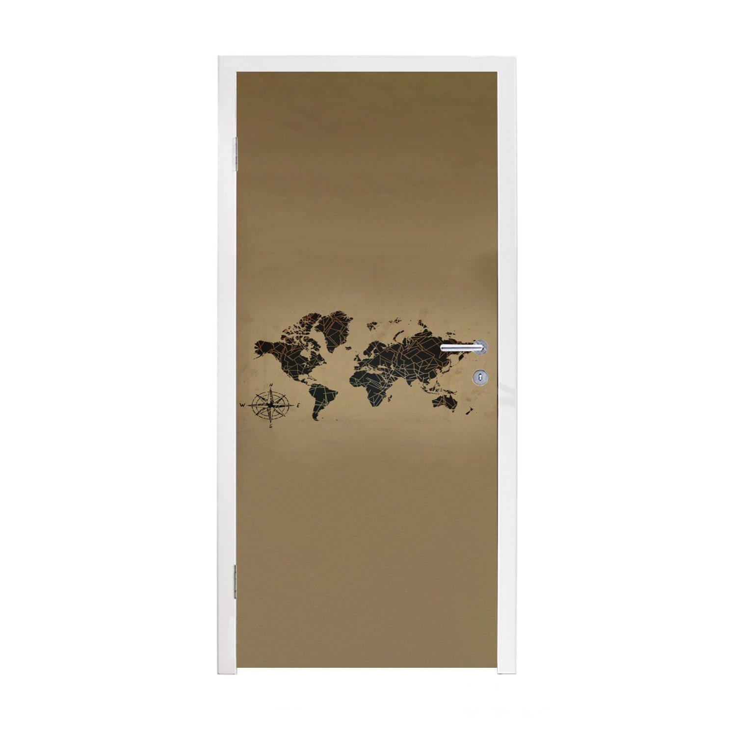 MuchoWow Türtapete Karte - Formulare - Jahrgang, Matt, bedruckt, (1 St), Fototapete für Tür, Türaufkleber, 75x205 cm