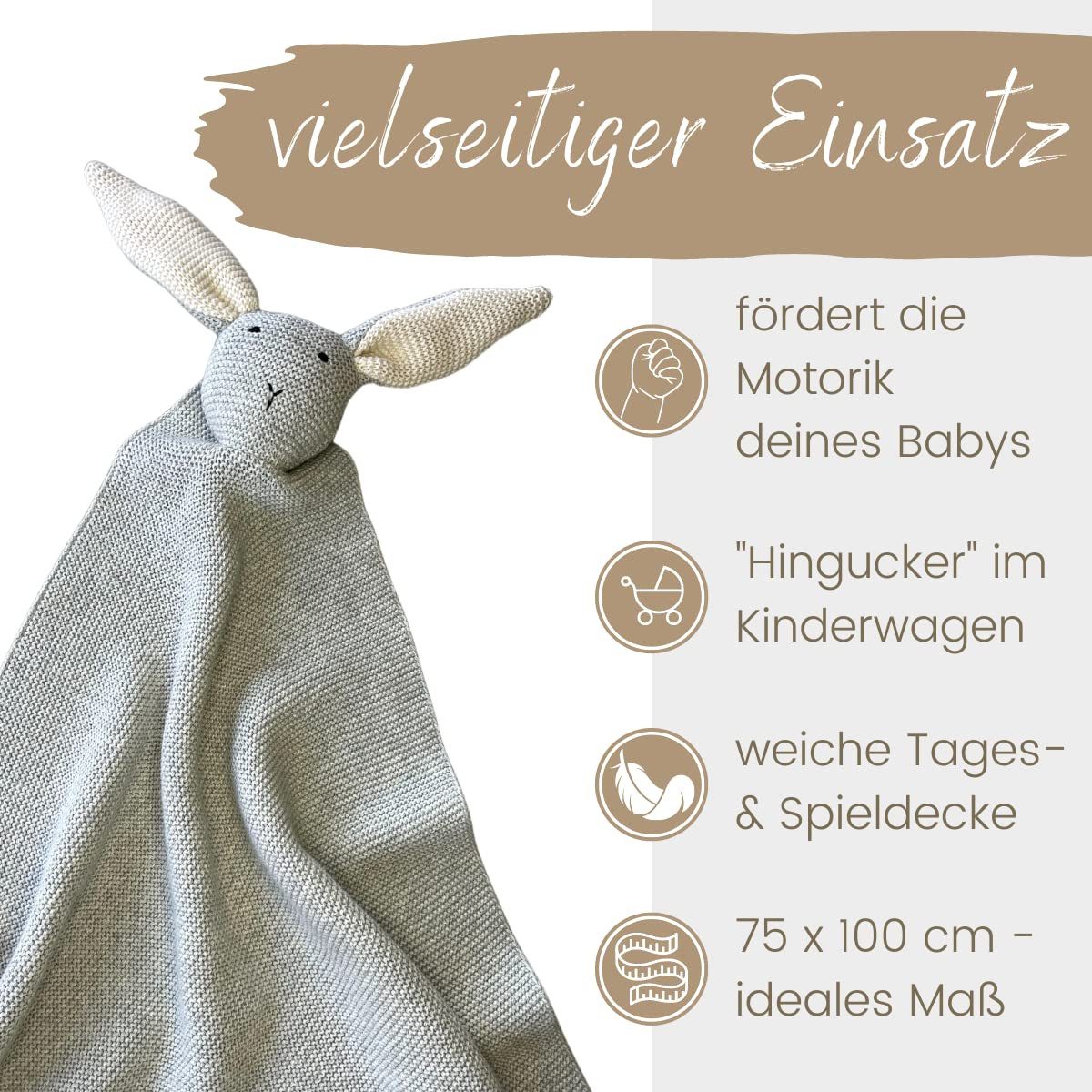 Babydecke DIKOS® Babydecke SCHMUSE-HASE Baby Geschenk Mädchen Junge Geschenkset, DIKOS, Geschenk zur Geburt, PREMIUM Qualität, 100 % BIO Baumwolle, nachhaltig – Bild 5 von 5