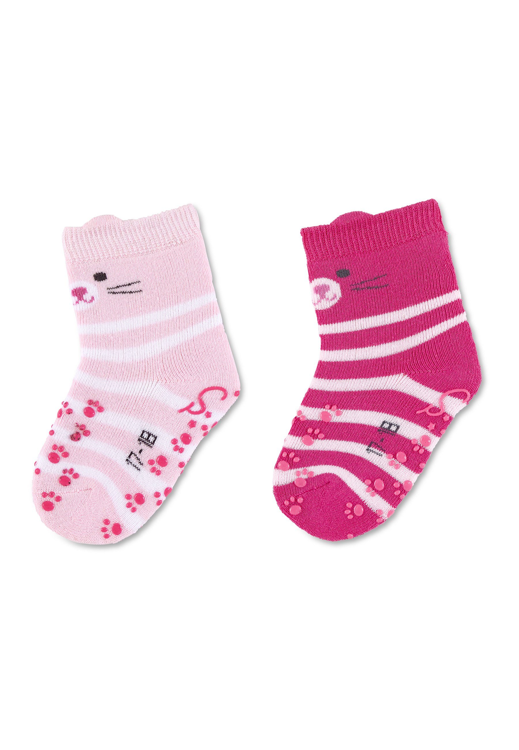 Sterntaler® Basicsocken ABS Krabbelsocken 2er-Pack Katze (2-Paar, 2er-Pack) Krabbelsocken mit Noppen an der Sohle, ABS- Socken mit süßen Motiven