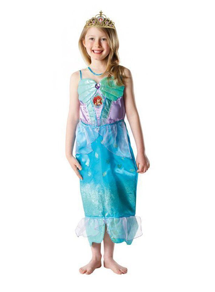 Rubie´s Prinzessin-Kostüm Disney Prinzessin Arielle Kostüm Größe 110-116, Ärmelloses Trägerkleid mit jeder Menge Glitter