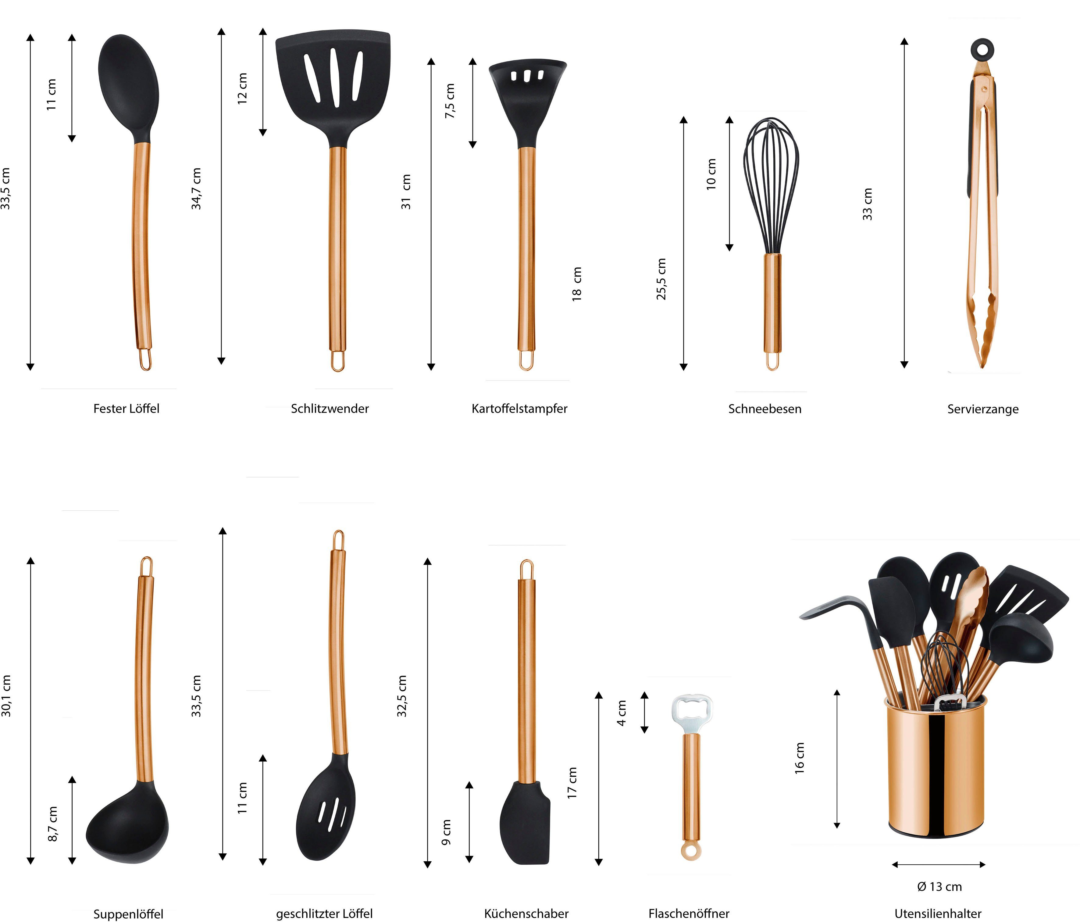 ECHTWERK Küchenorganizer-Set, (Set, 10-tlg), Kochbesteck mit Edelstahlgriff, Antihaft Silikon, Utensilienhalter