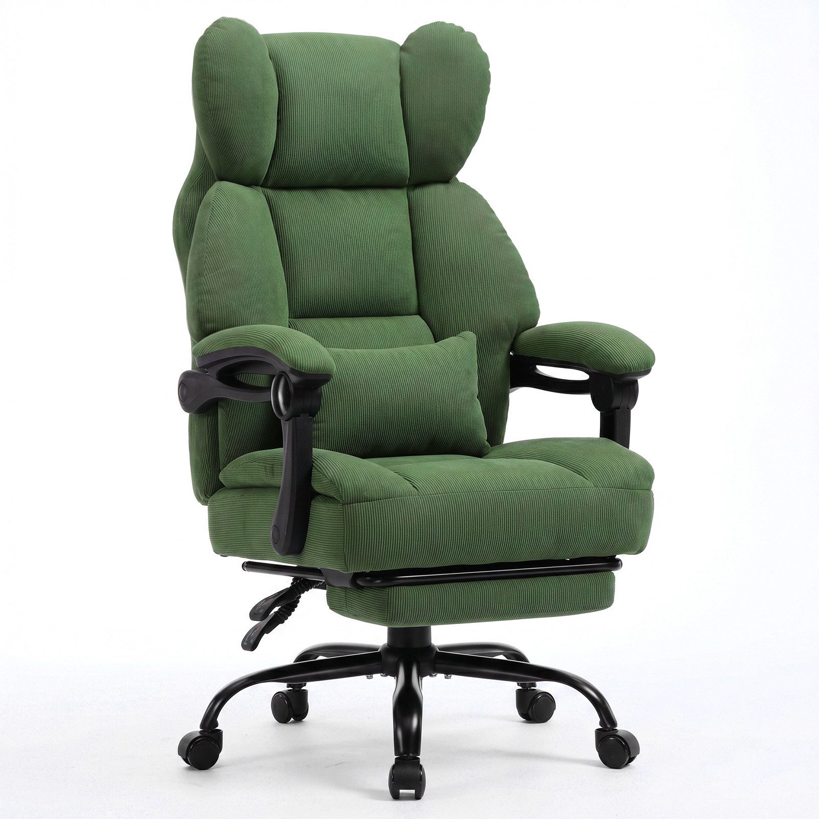 GTPLAYER Gaming-Stuhl Ergonomischer Bürostuhl mit Fußstütze und Lendenstütze Chefsessel, breiter Computersessel, Höhenverstellbar, Federkernsitz