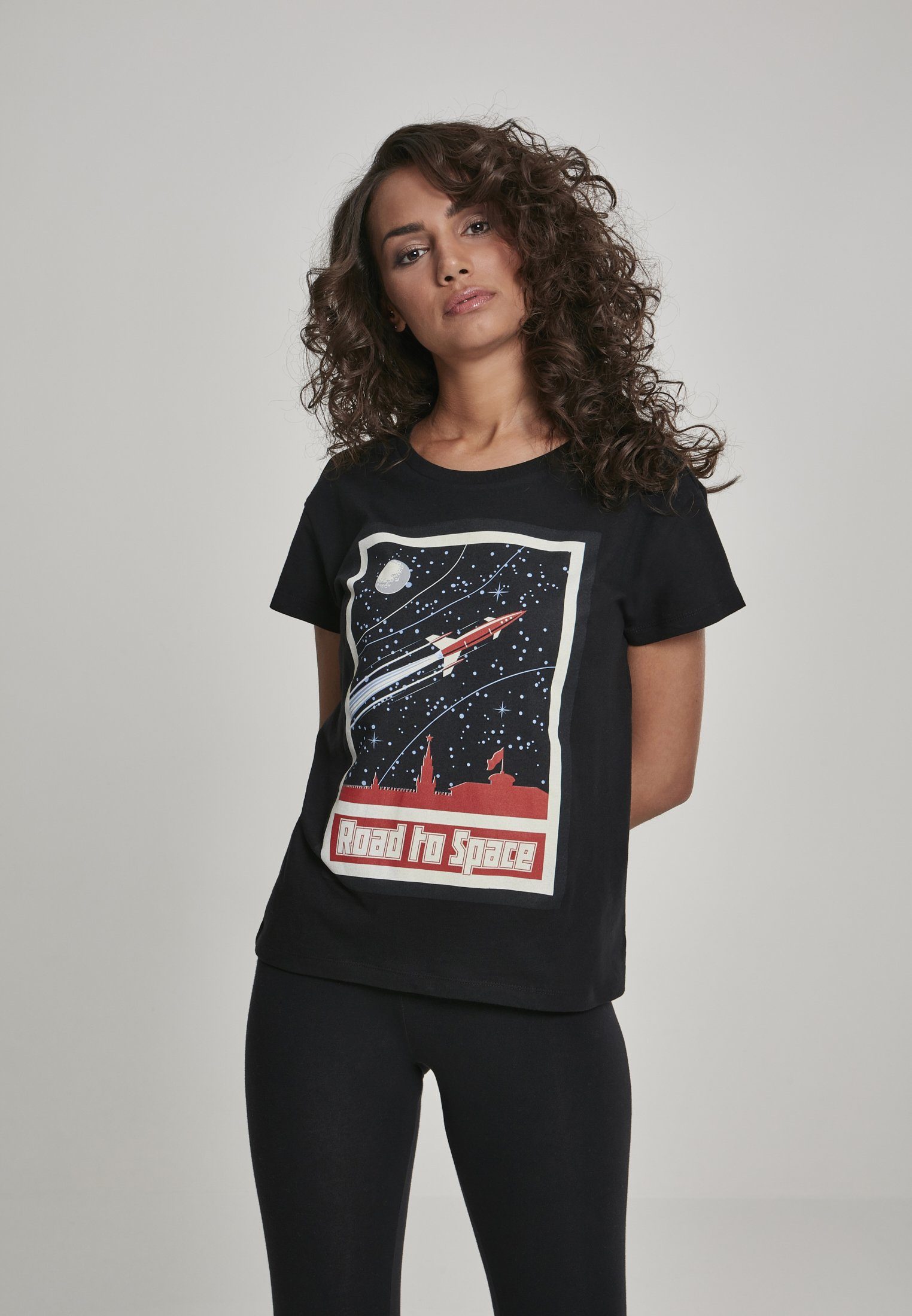 MisterTee T-Shirt Damen Ladies Road To Space Box Tee (1-tlg) MT727 black Road To Space