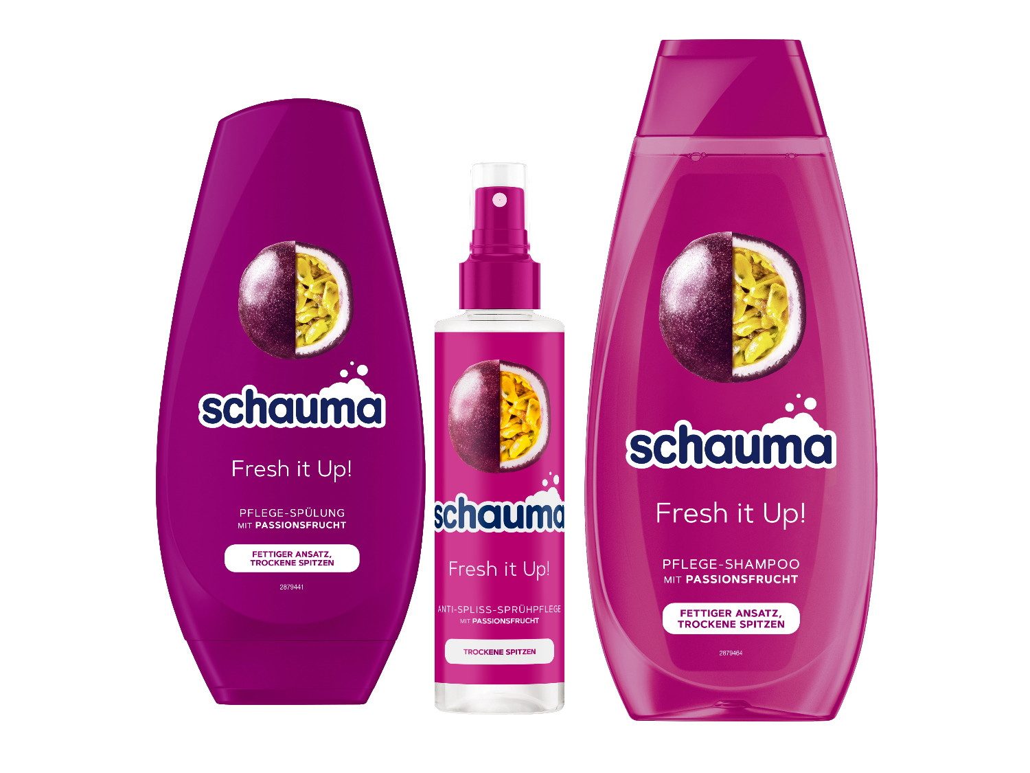 Schauma Haarshampoo Sprühpflege Fresh it Up 200ml & Shampoo 400ml & Spülung 250ml, 3-tlg., Hitzeschutz, Geschmeidigkeit, gesundes Haar