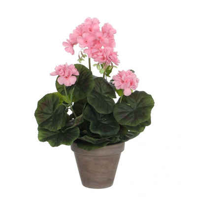 Kunstpflanze Mica Geranium im Topf rosa, 34 x 20 cm, Mica Decorations