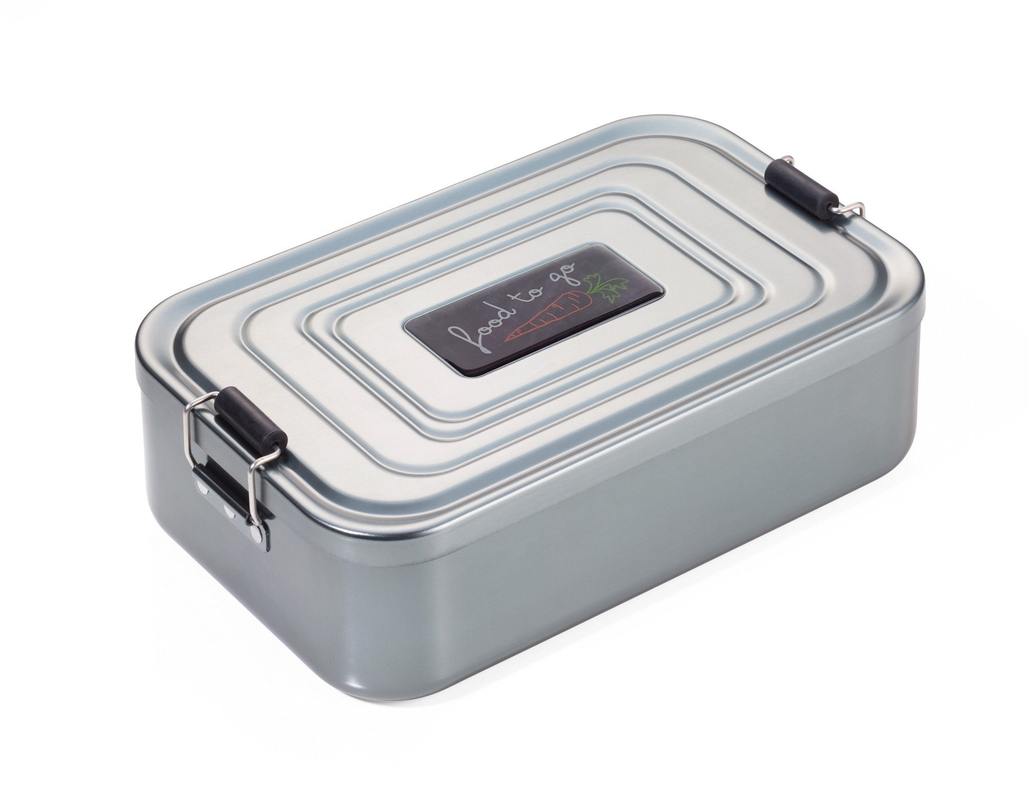 TROIKA Brottasche TROIKA FOOD TO GO – #BOX80-A183 – Lunch-Box XL mit  Bügelverschluss – Brotdose für unterwegs – Aluminium – titanfarben
