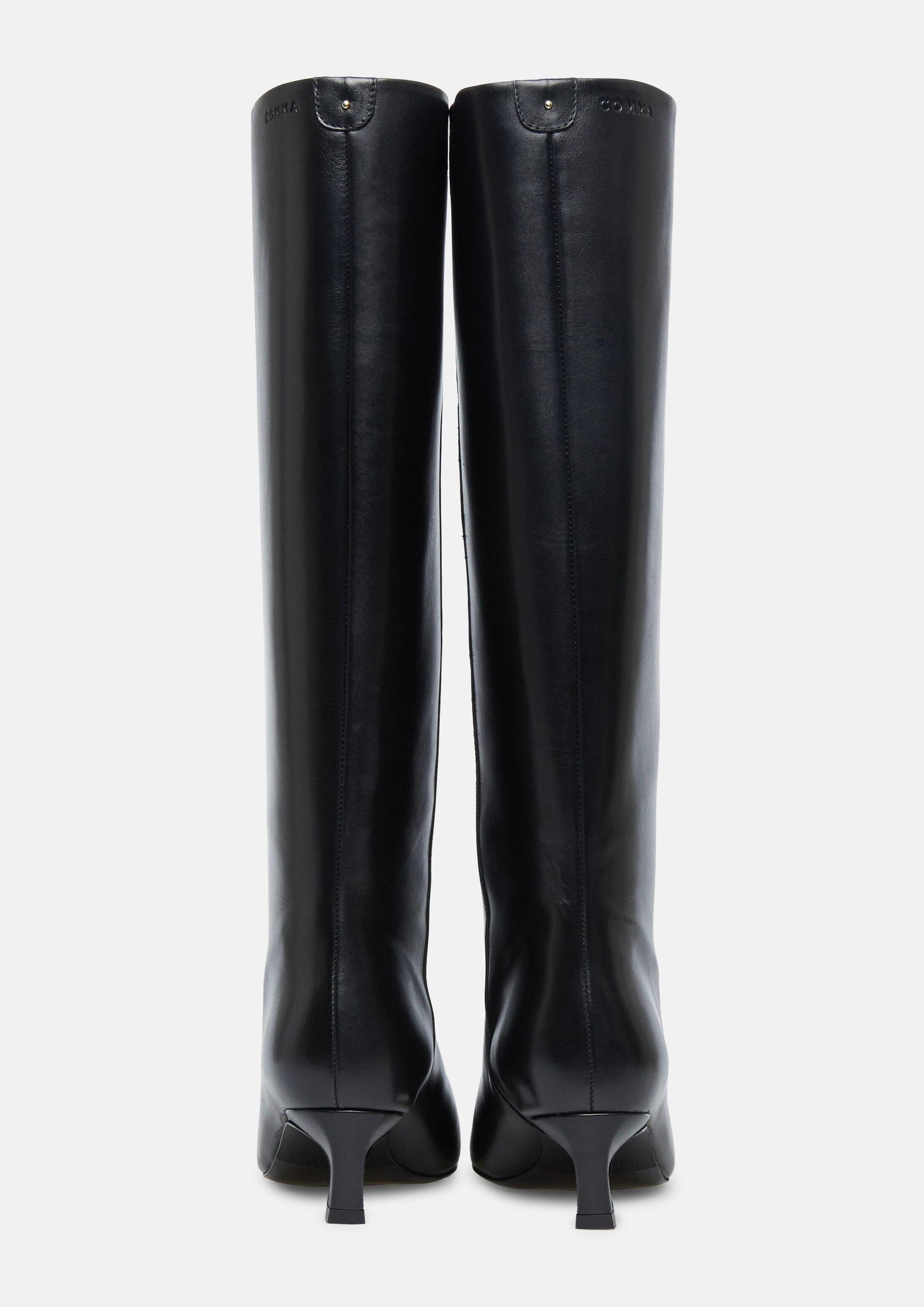 comma Stiefel Stiefel Lederstiefel mit geradem Schaft und Kitten-Heel – Bild 2 von 3